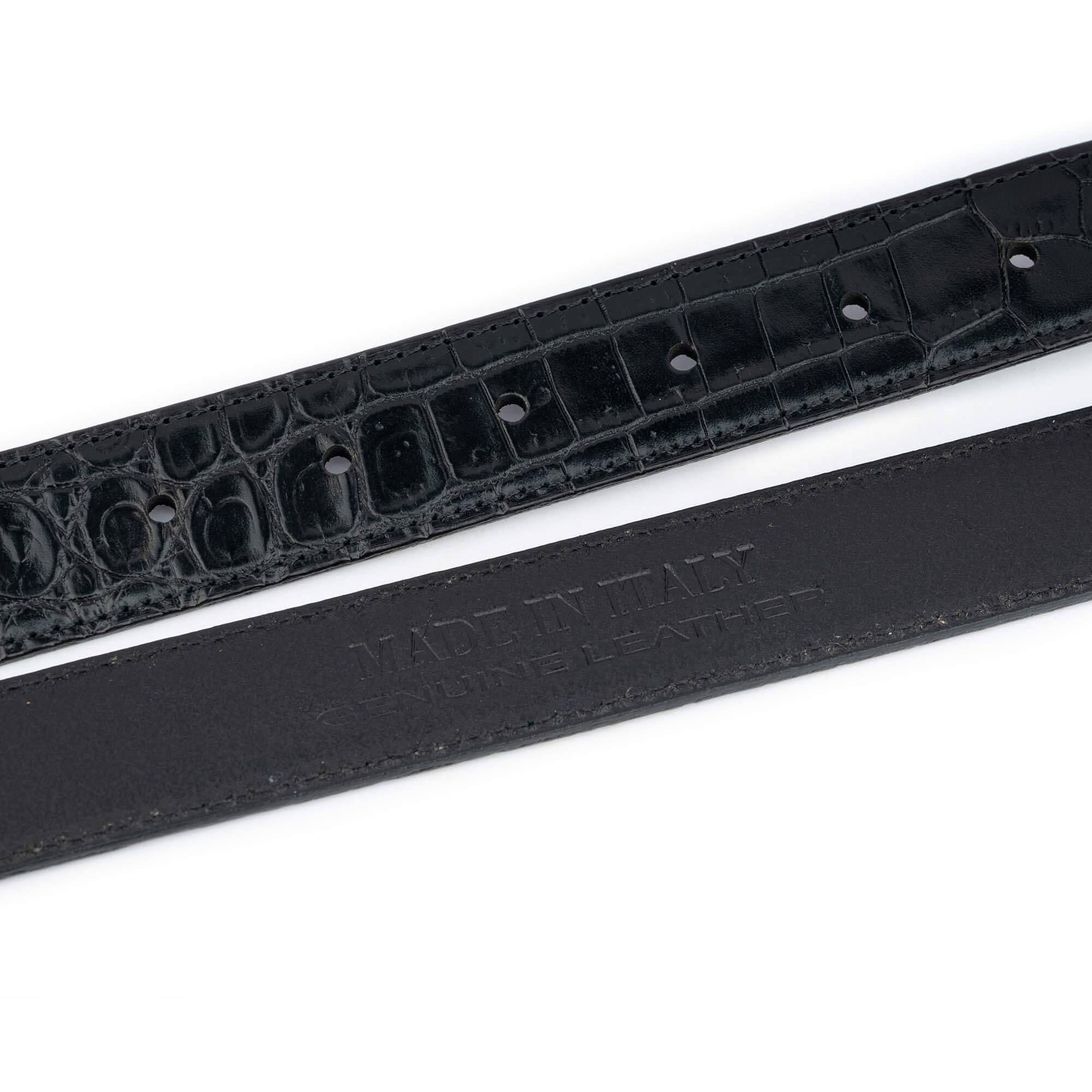 Ferragamo Belt Strap - 30mm Black Crocodile Embossed Leather Replacement Band for Buckles | Perfect for Dress Belts, Formal Attire & Luxury Fashion Accessories