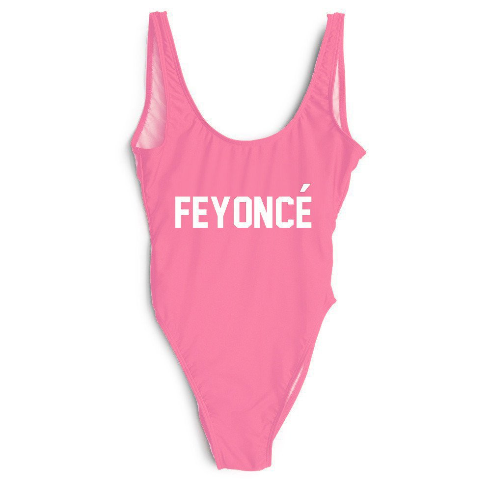 Feynoce Women's Backless One Piece Swimsuit with Letter Print - Stylish Beachwear for Pool, Vacation & Summer Outfits