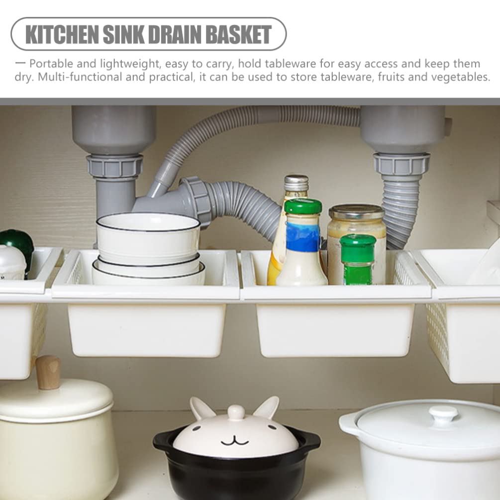 1 Set Kitchen Sink Drain Basket with Telescopic Rod - Stainless Steel Colander Strainer for Washing Fruits, Vegetables, Dishes - Perfect for Draining Pasta, Salad, and Kitchen Utensils