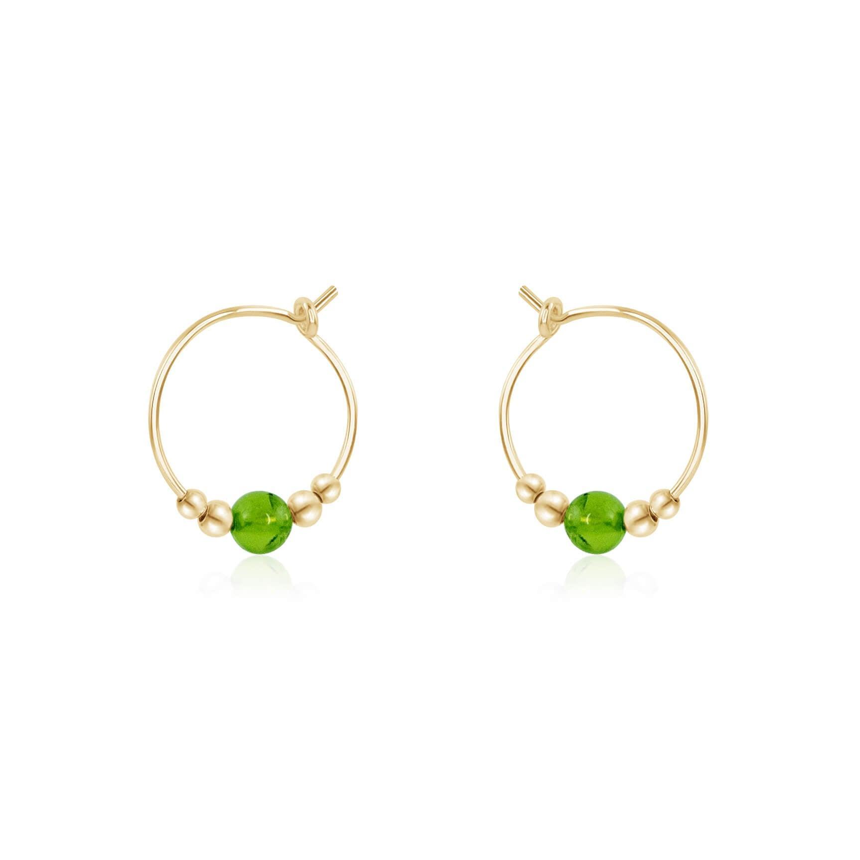 Peridot Gemstone Beaded Hoop Earrings - Dainty Green Stone Jewelry for Women | Perfect for Everyday Wear, Parties & Special Occasions