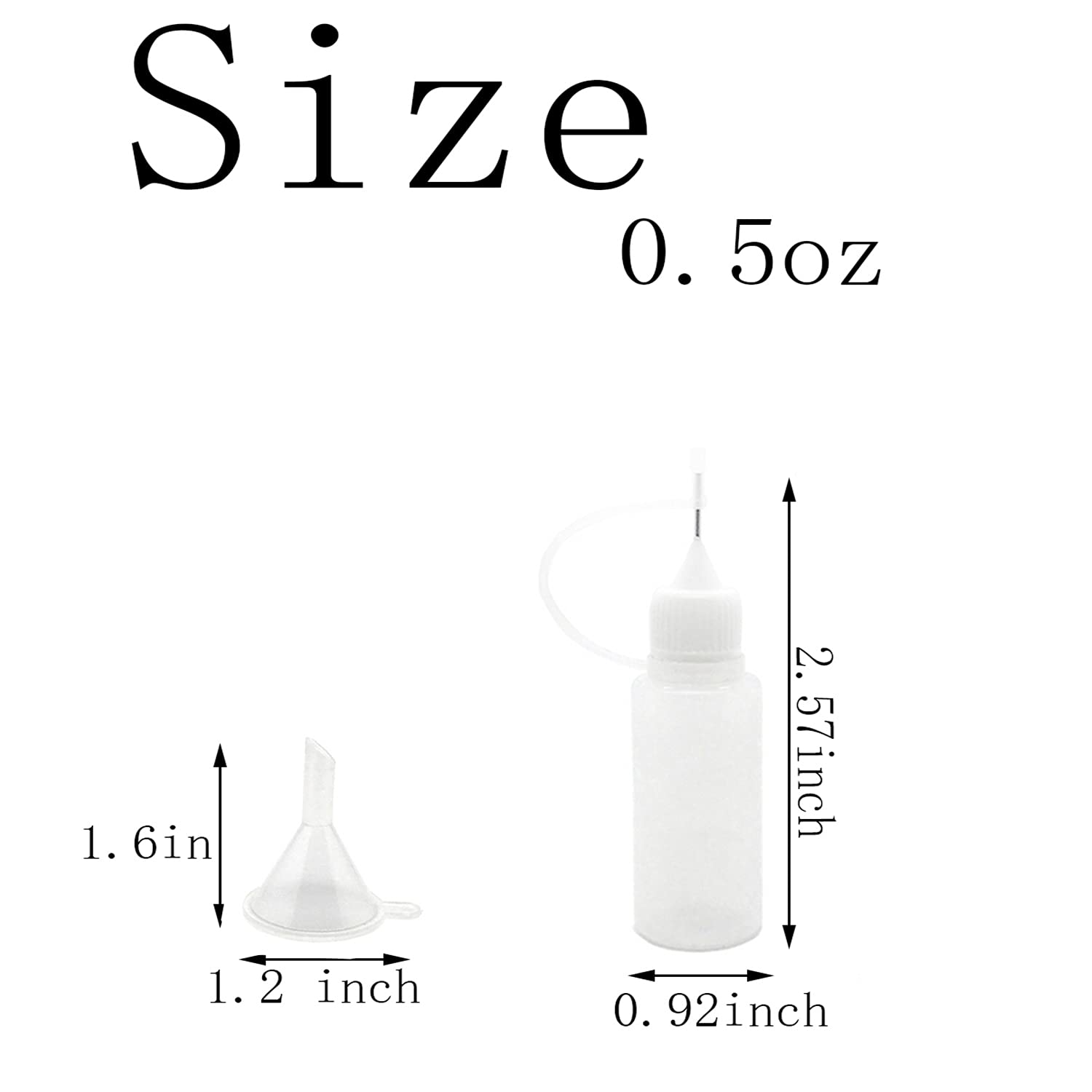 18-Piece Precision Tip Applicator Bottles (0.5 oz) - Translucent Glue Dispensing Bottles with 2 Funnels & Multi-Color Lids - Ideal for DIY Crafts, Nail Art, Resin Projects, and Small Liquid Applications
