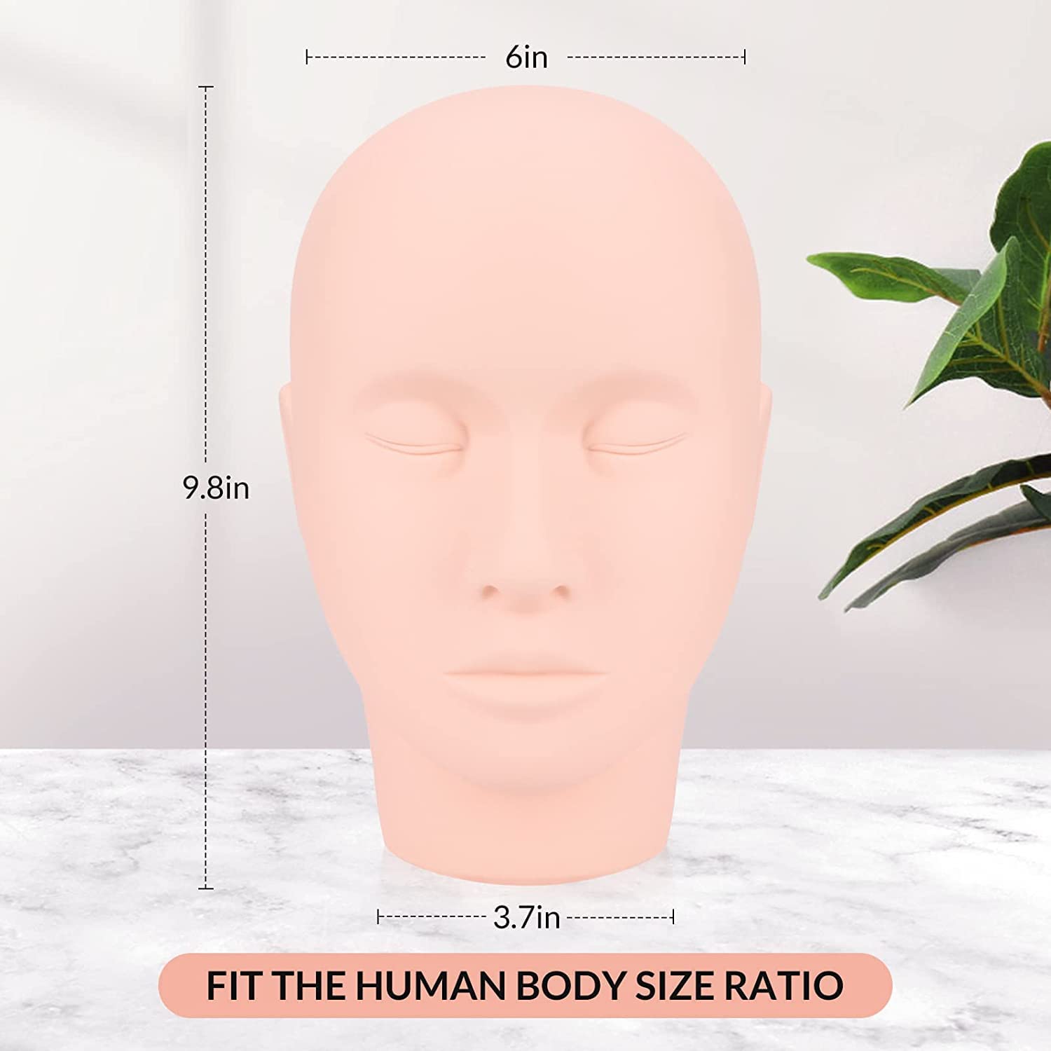 Professional Lash Mannequin Head for Eyelash Extension Training, Makeup Practice & Head Massage - Soft-Touch Rubber Cosmetology Doll Face - Perfect for Beauty Schools, Salon Training & Home Practice