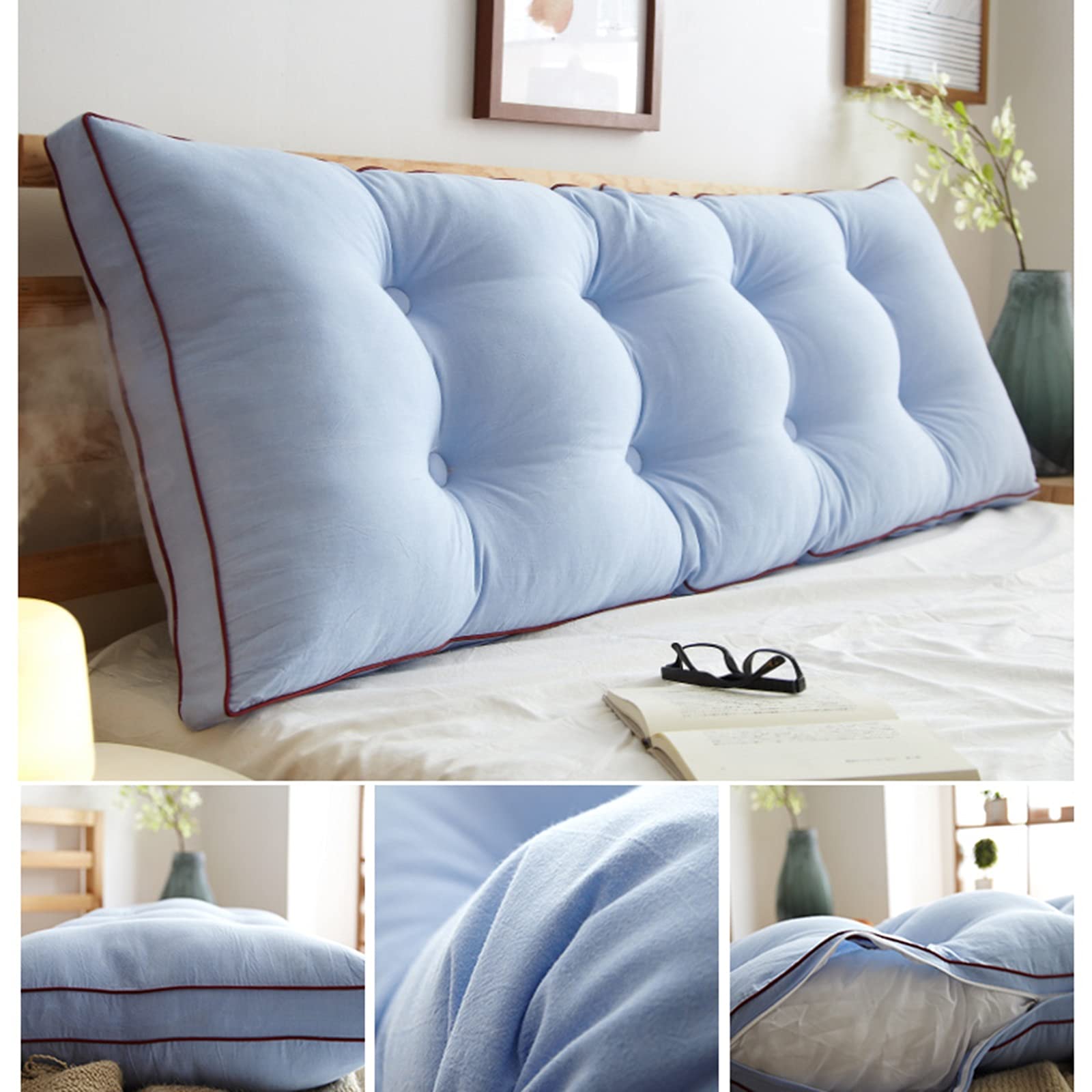 Large Bolster Headboard Pillow - Wedge Cushion for Bed, Sofa & Reading Support (150x20x50cm) - Perfect for Daybeds, Bunk Beds & Backrest Comfort (Color: E)