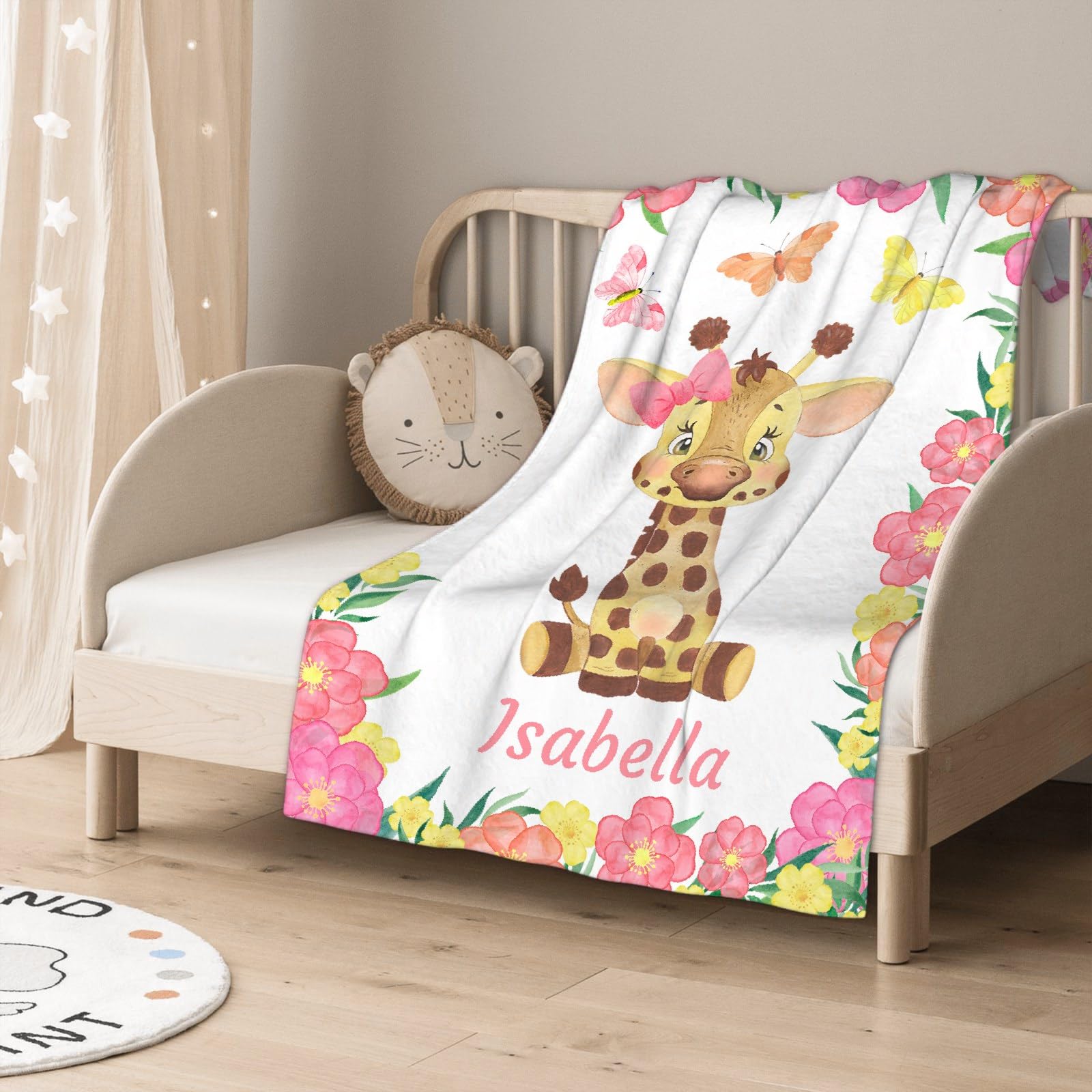 Personalized Baby Blankets for Girls & Boys - Custom Name Baby Blanket Gift Set | Soft Cozy Fleece Throw Blanket with Cute Deer Design | XL Newborn Bed Quilt for Nursery, Stroller & Family Cuddles