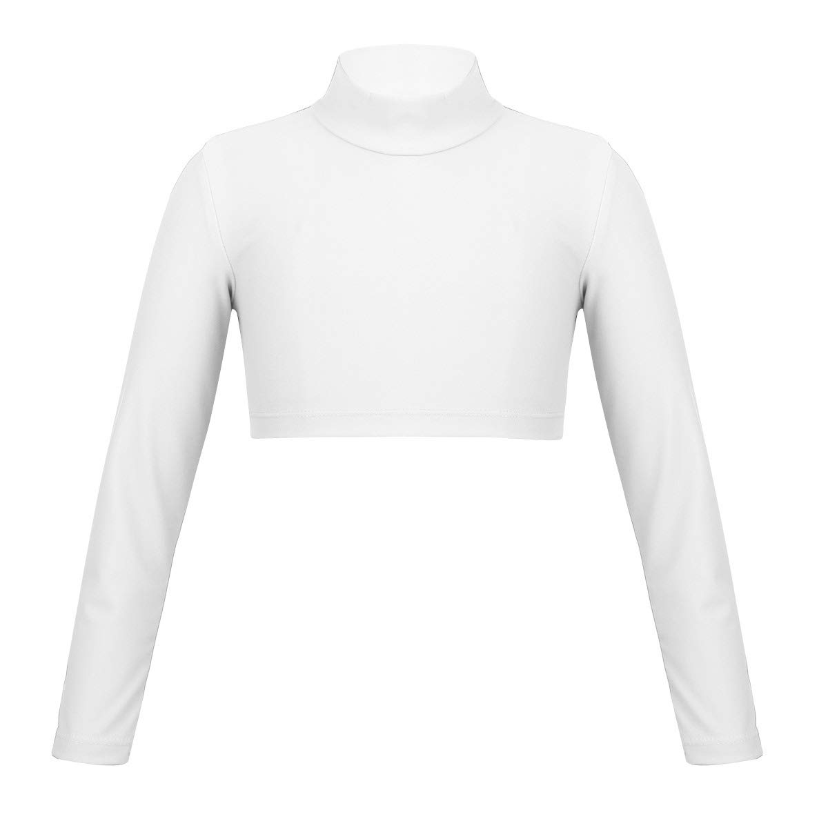 Nikiikoo Girls Long Sleeve Turtleneck Dance Top - Stretchy Ballet & Gymnastics Crop Shirt for Kids - Perfect for Dance Class, Performance & Sports Practice