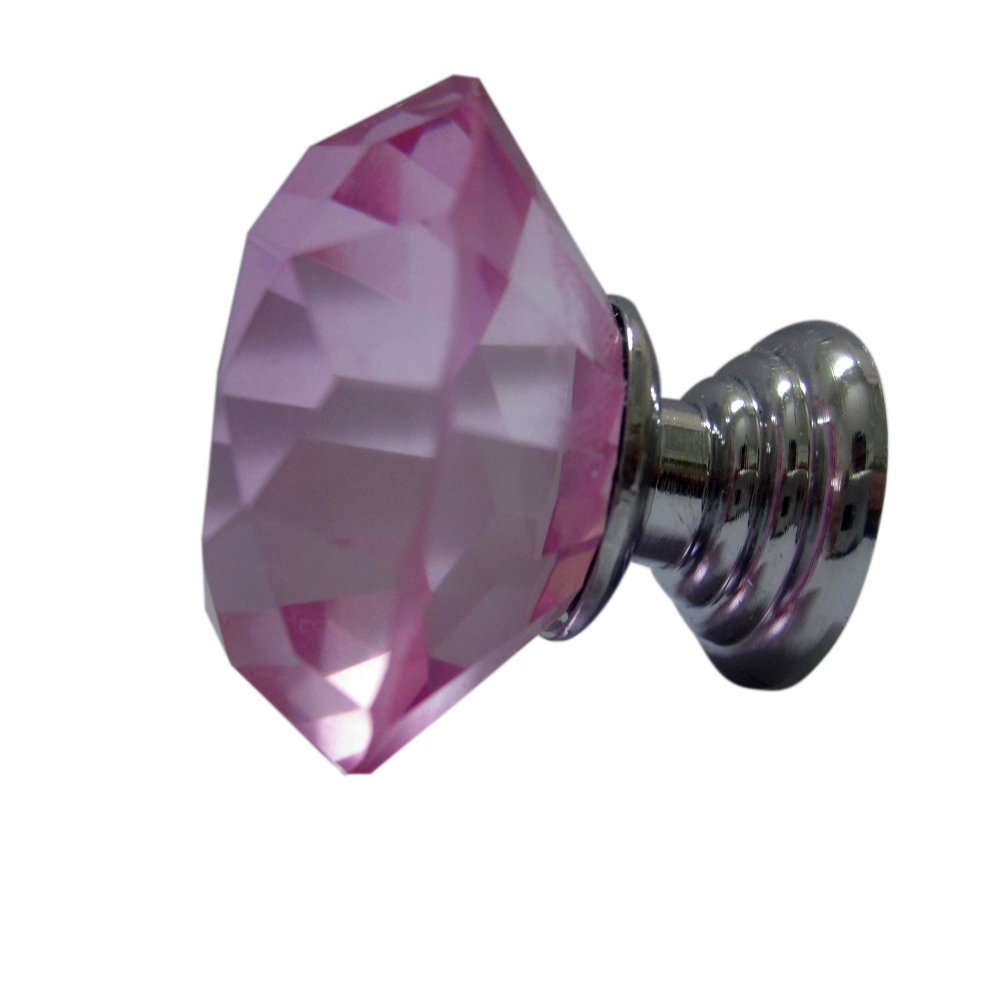 30mm Crystal Glass Cabinet Knobs - Pack of 8 Pink Drawer Pulls for Dresser, Wardrobe & Furniture Hardware | Elegant Home Decor Upgrade for Bedroom, Kitchen & Closet Organization