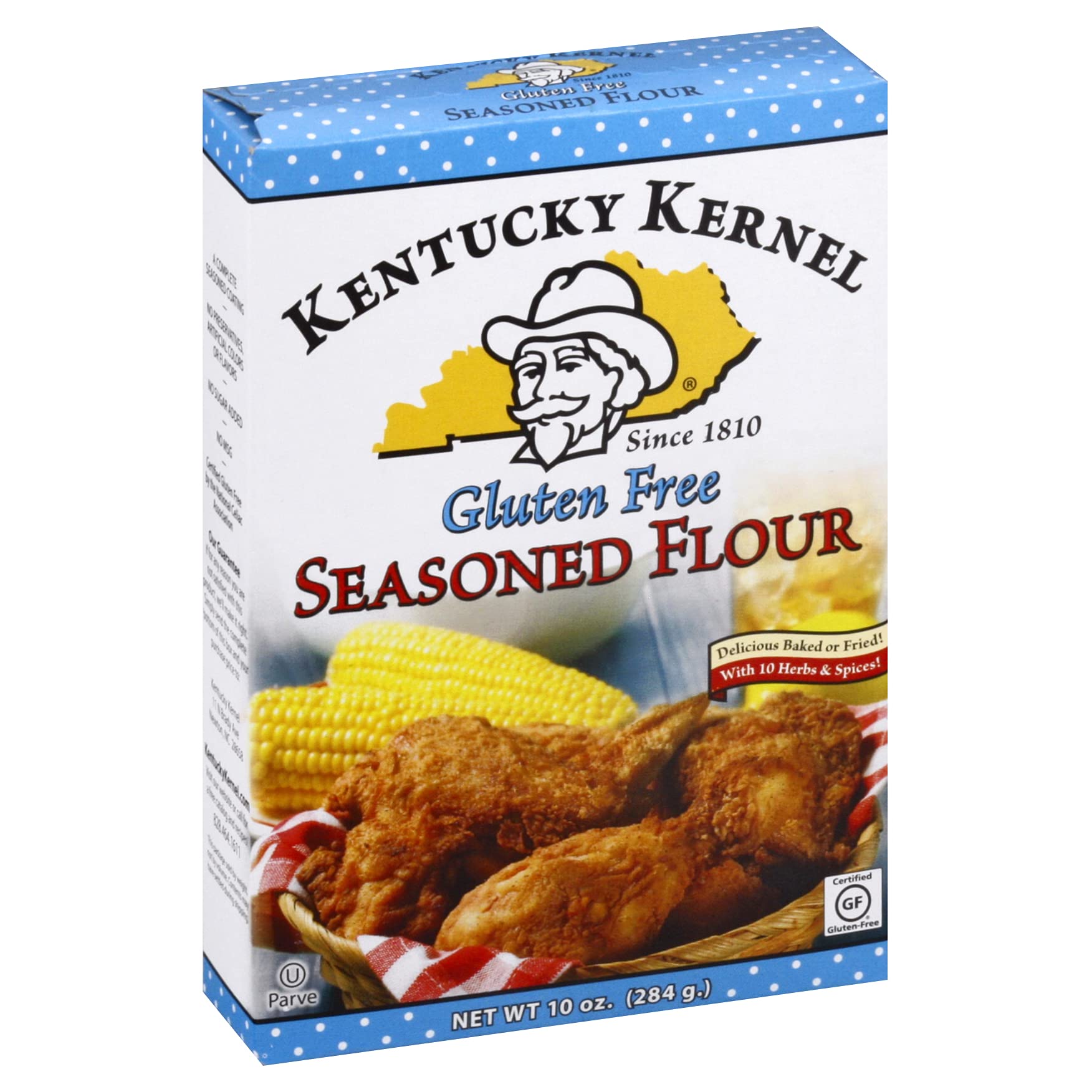 Kentucky Kernel Gluten Free Seasoned Flour - 10oz | All-Purpose Baking Mix for Fried Chicken, Fish & Vegetables | Perfect for Gluten-Free Cooking & Southern Recipes