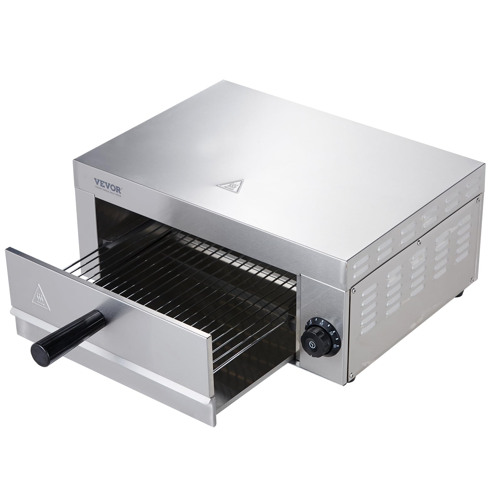 VEVOR 12-inch Electric Countertop Pizza Oven - 1500W Commercial & Home Pizza Maker with Timer, Stainless Steel & Removable Crumb Tray - Perfect for Restaurants, Pizzerias, and Family Pizza Nights - ETL Certified
