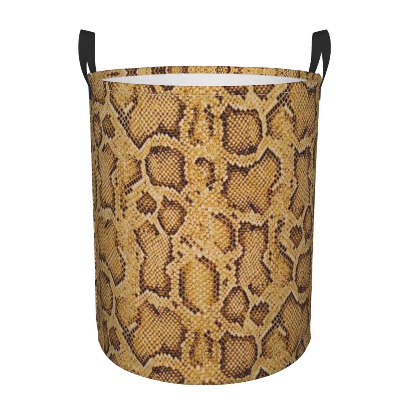 Snake Skin Laundry Hamper - Stylish Woven Clothes Basket for Women, Toy Organizer & Dirty Clothes Storage Bin | Perfect for Bedroom, Bathroom, Nursery & Dorm Organization