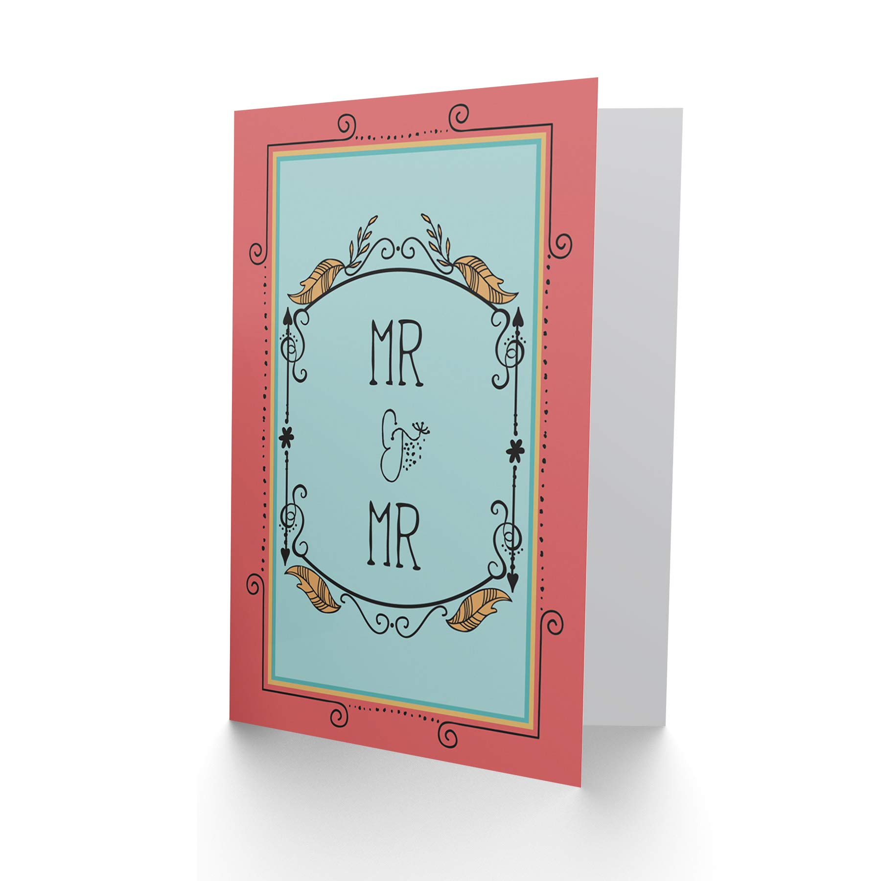 Wee Blue Coo Same Sex Marriage Greeting Card - Elegant Red Leaf Design for LGBTQ+ Couples | Perfect for Weddings, Anniversaries & Celebrations