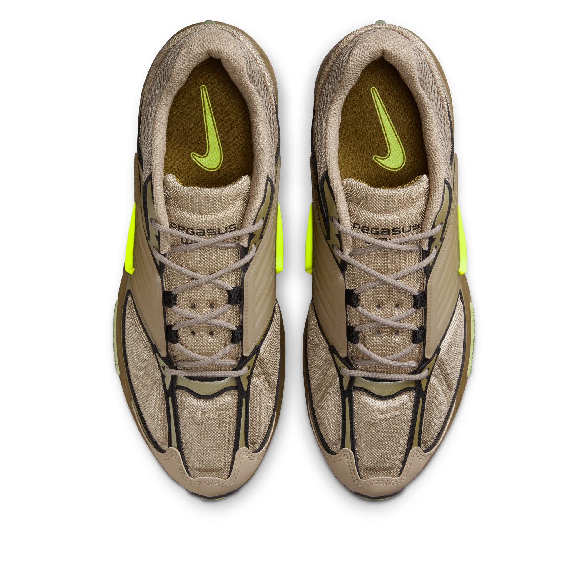 Nike Air Pegasus Wave Running Shoes for Men - Khaki/Volt Colorway | Lightweight Cushioned Sneakers for Jogging, Gym Workouts & Daily Wear