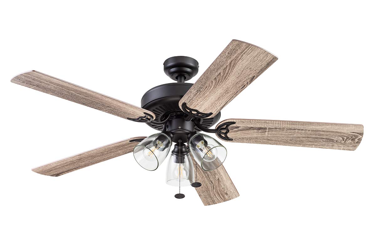 Prominence Home 51593 Saybrook 52-Inch Espresso Ceiling Fan with Light - Perfect for Living Room, Bedroom, and Indoor Spaces