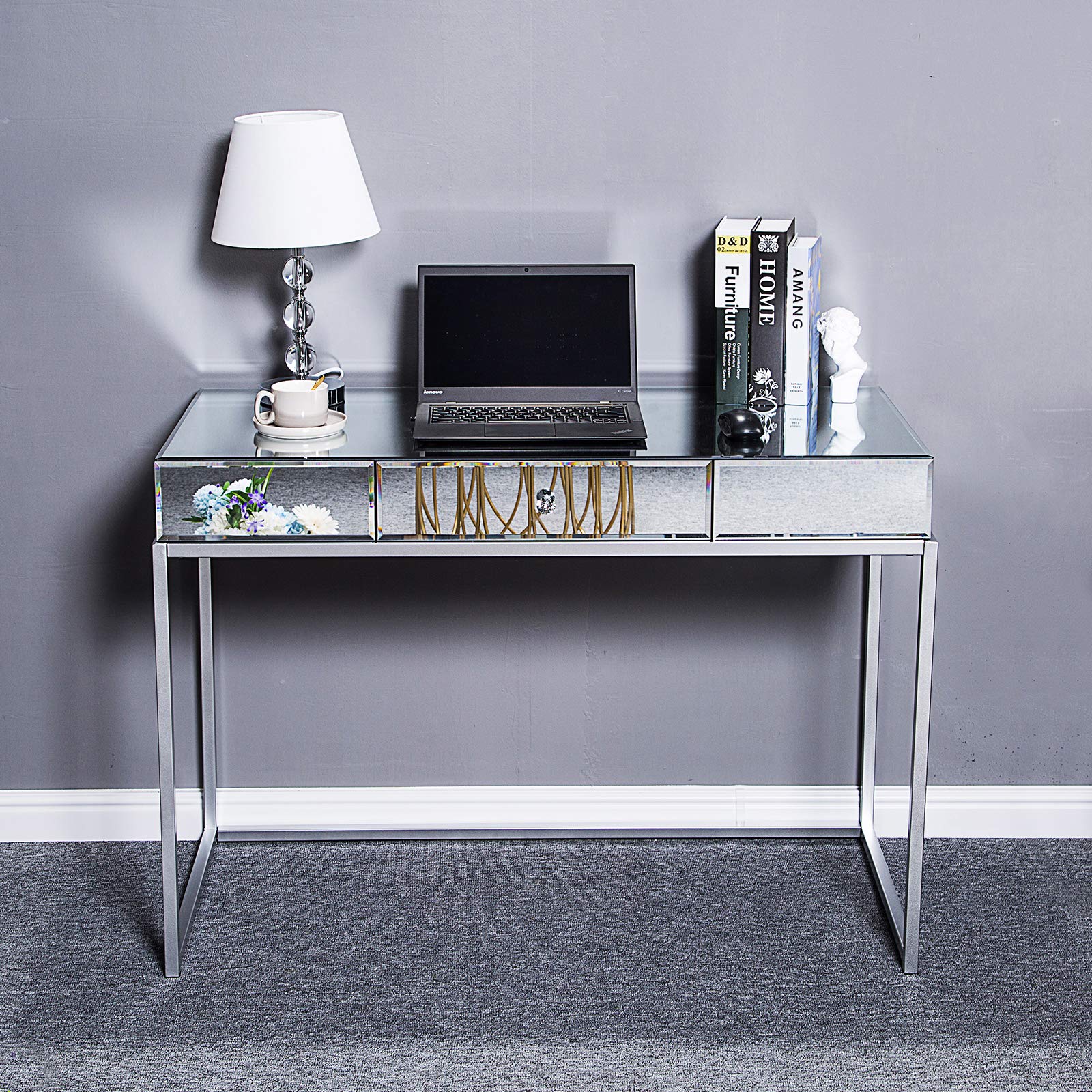 Modern Silver Console Table with Drawers - 42.13