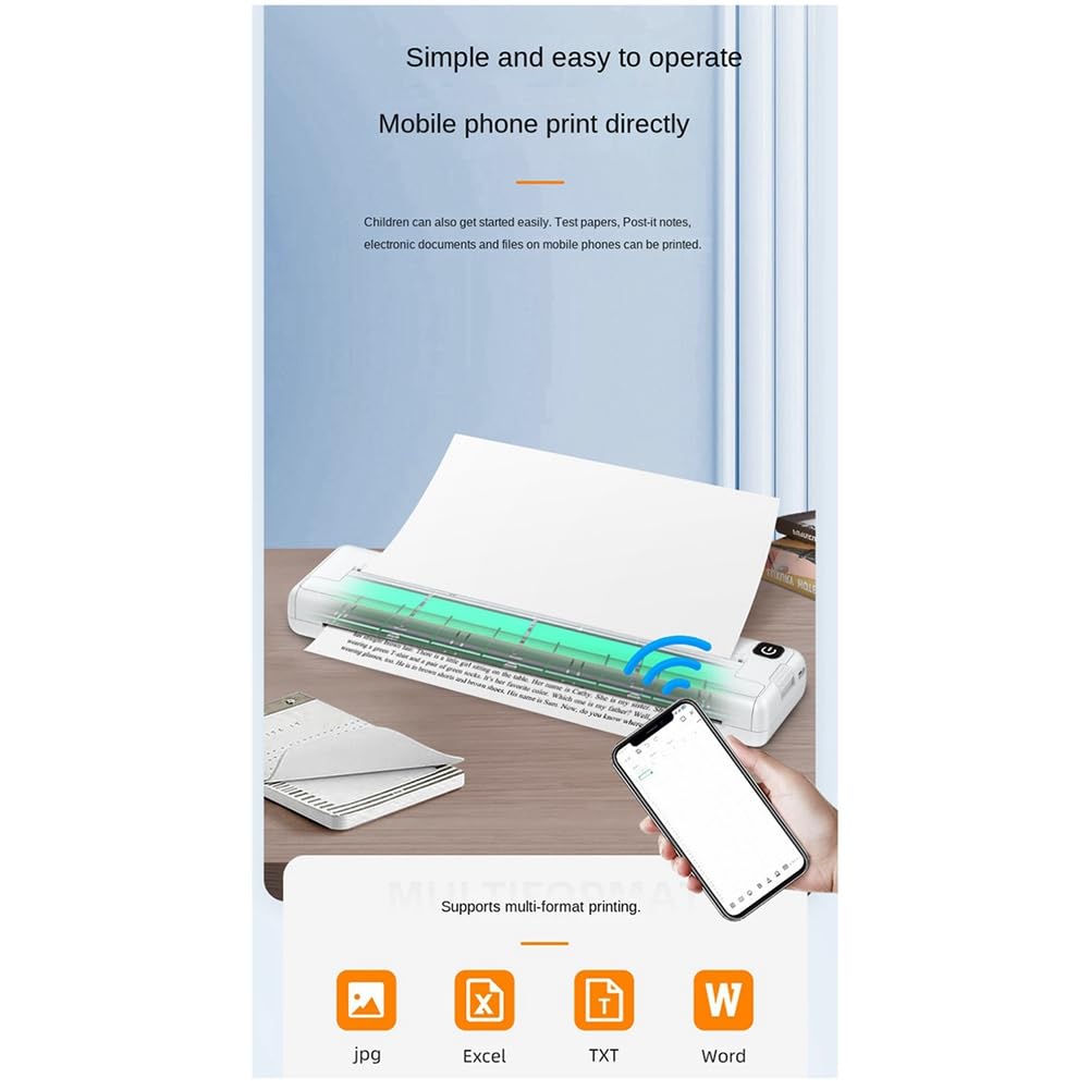 SUUNY Inkless Portable A4 Thermal Printer - Wireless Bluetooth Handheld Printer for Home & Office Use | Easy to Use, Compact Design | Perfect for Receipts, Labels & On-the-Go Printing