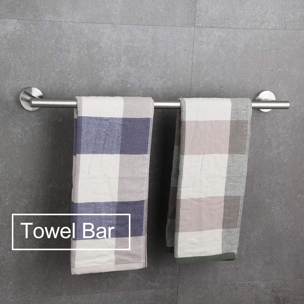 BEIGEEWY 24-Inch Stainless Steel Towel Bar - SUS 304 Brushed Nickel Bathroom Towel Holder - Modern Wall Mounted Towel Rack for Bath, Kitchen & Spa - Durable & Rustproof Bath Accessories