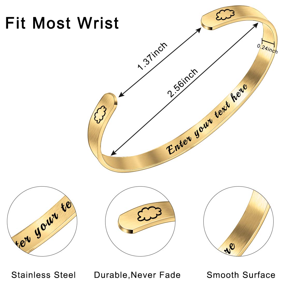 Adjustable Engraved Cuff Bangle Bracelets for Women - Personalized Inspirational Gift for Birthday, Anniversary & Special Occasions - Perfect for Everyday Wear & Fashion Accessories