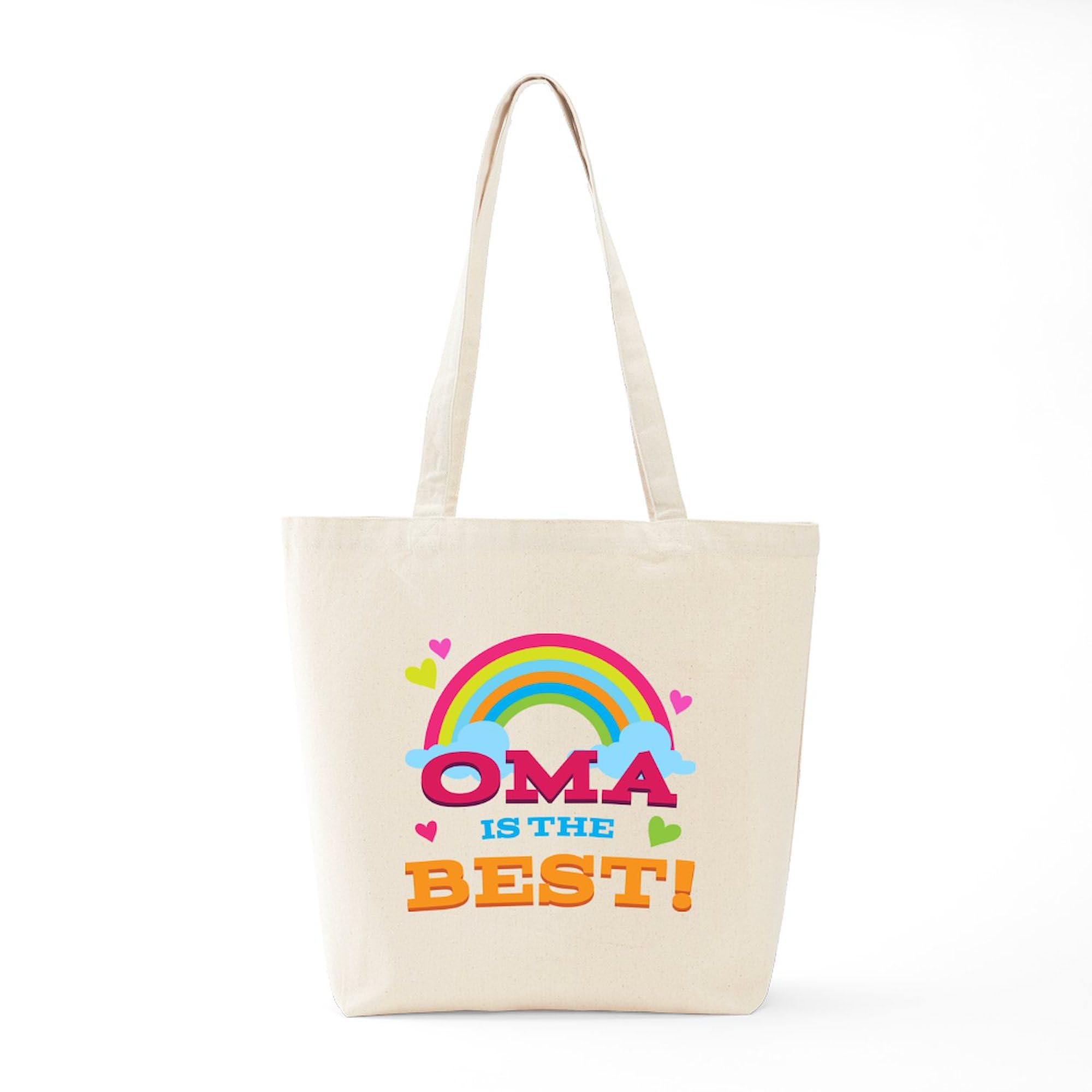 Oma Is The Best Natural Canvas Tote Bag - Reusable Grocery Shopping Bag & Gift for Grandma - Perfect for Groceries, Beach Trips & Daily Errands
