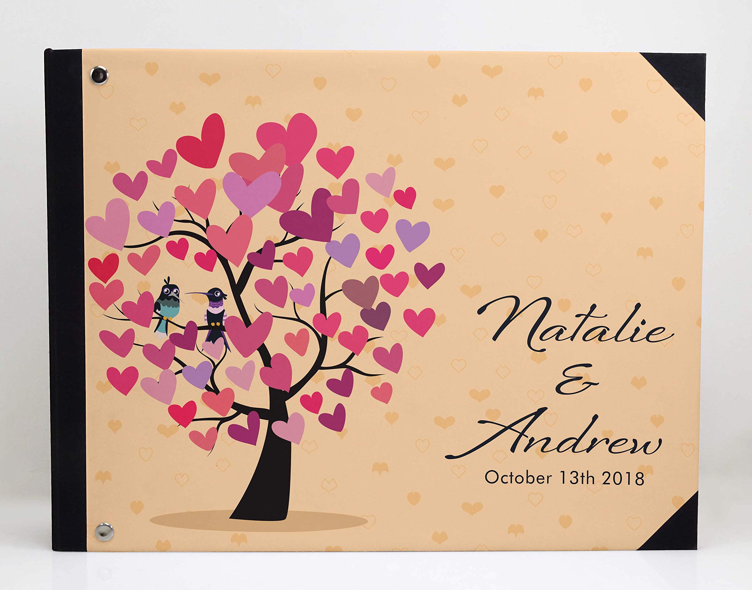 Orange Heart Tree Wedding Guest Book - Hardbound Guest Sign-in Registry for Bridal Showers, Receptions & Anniversaries - 9 x 12 Inches - Darling Souvenir Keepsake