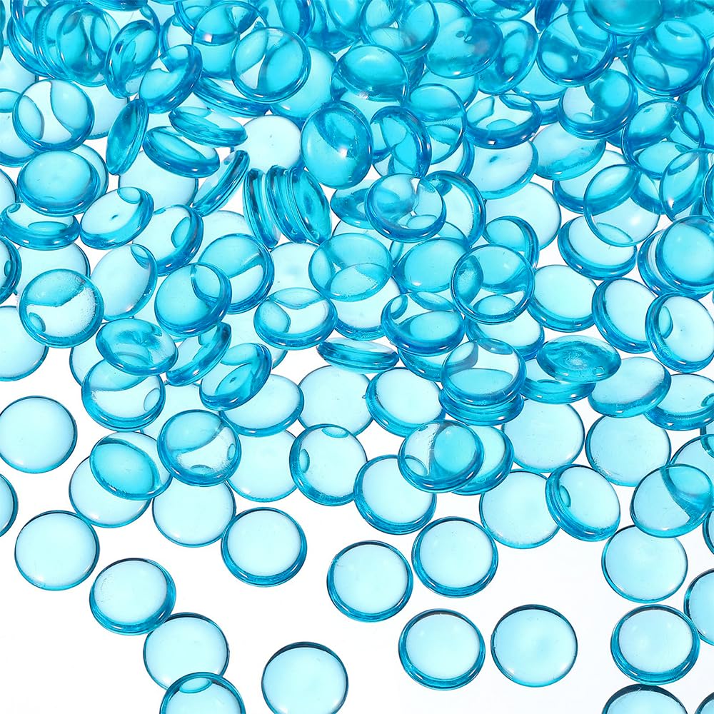 HappyFiller 630 PCS Lake Blue Acrylic Flat Marbles - Decorative Gem Stones for Vase Fillers, Wedding Centerpieces, Table Scatters | Perfect for Beach Theme Weddings, Party Decor, Candle Holders & Fish Tank Pebbles