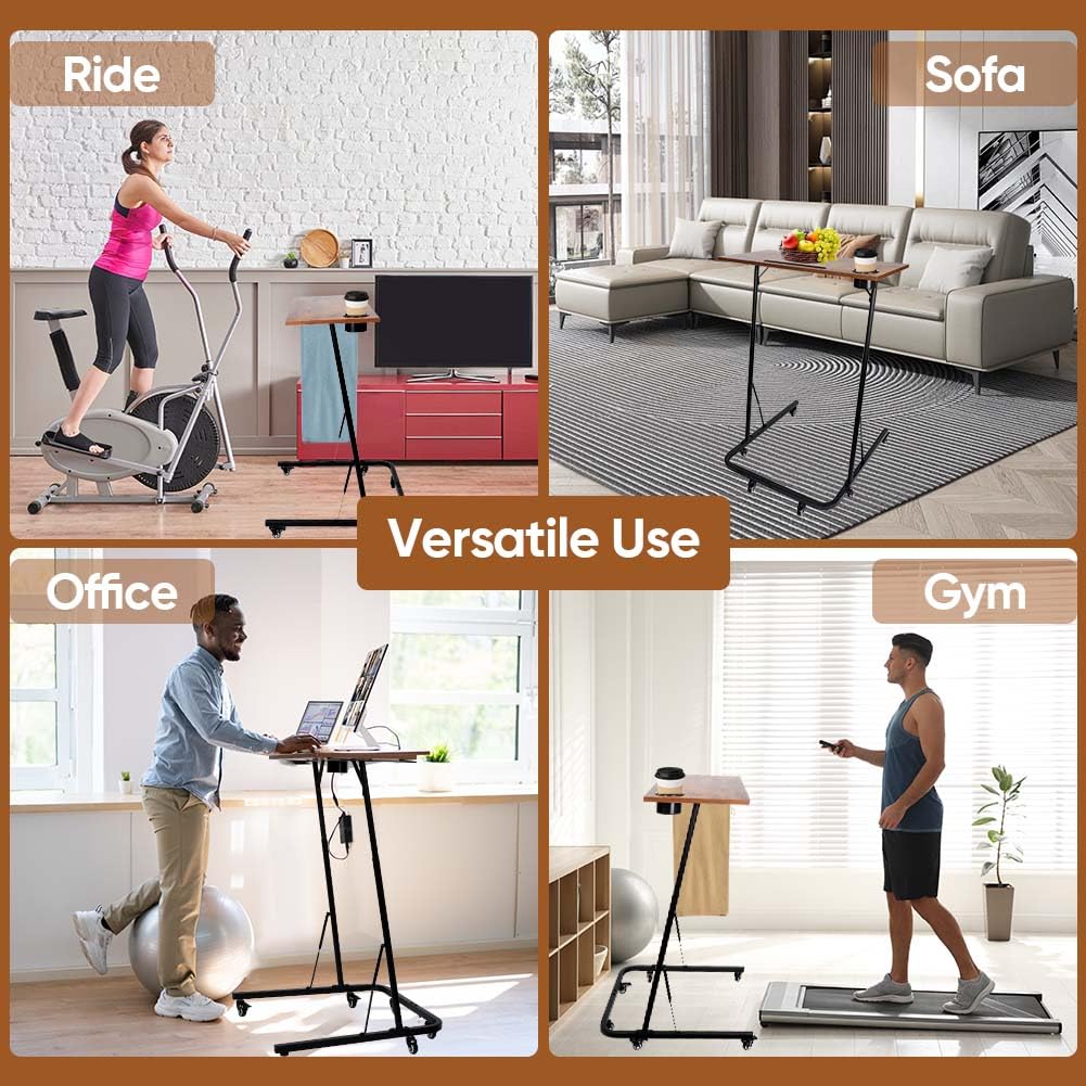 Adjustable Bike Trainer Fitness Desk - Portable Indoor Cycling Workstation with Lockable Wheels - Perfect for Home Gym, Office, and Treadmill Desk Workouts
