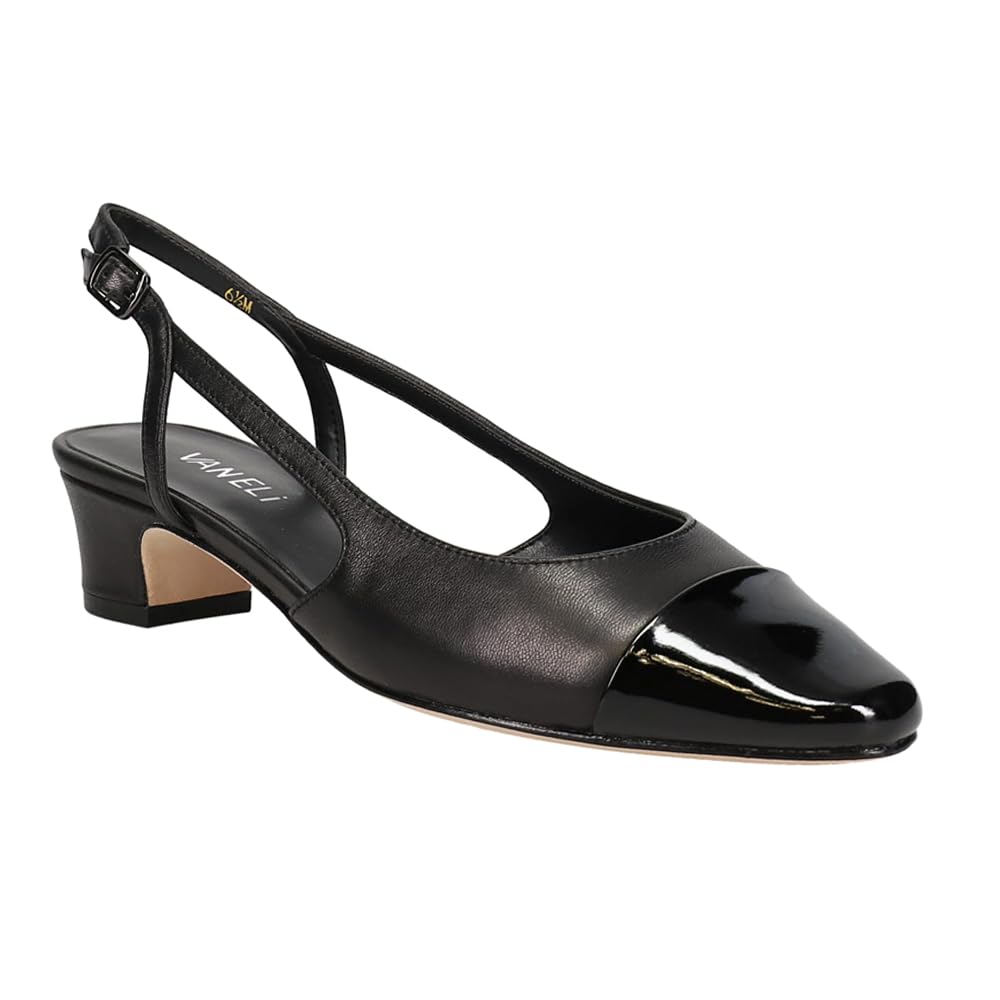 VANELi Women's Aliz Round Toe Slingback Pumps - Low Heel 1-2 Inch Dress Shoes for Work, Party & Casual Wear - Black