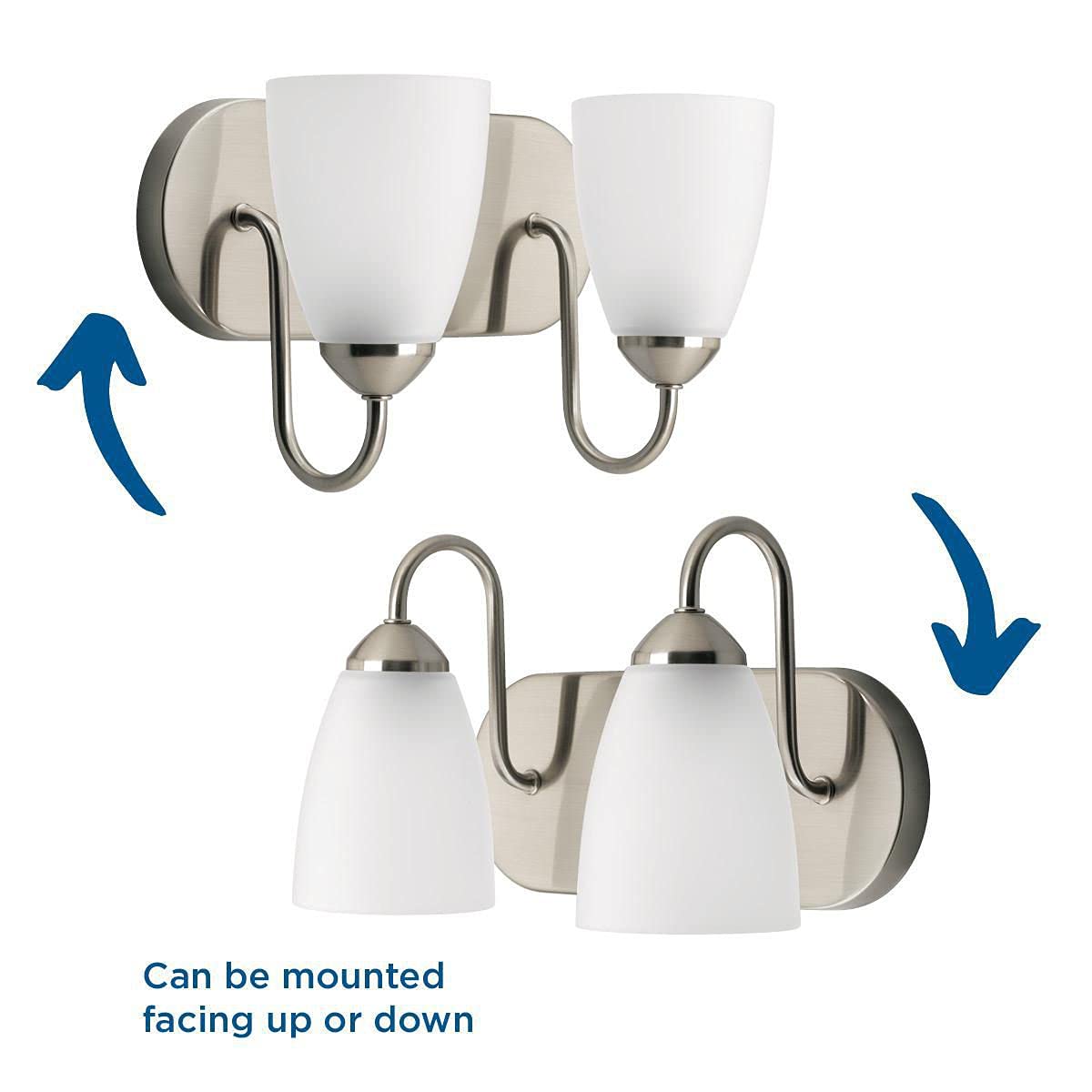 Progress Lighting P2707-09 Gather Bath & Vanity Light Fixture, 1 Pack, Brushed Nickel Finish - Perfect for Bathroom Vanity, Powder Room, and Dressing Area Lighting
