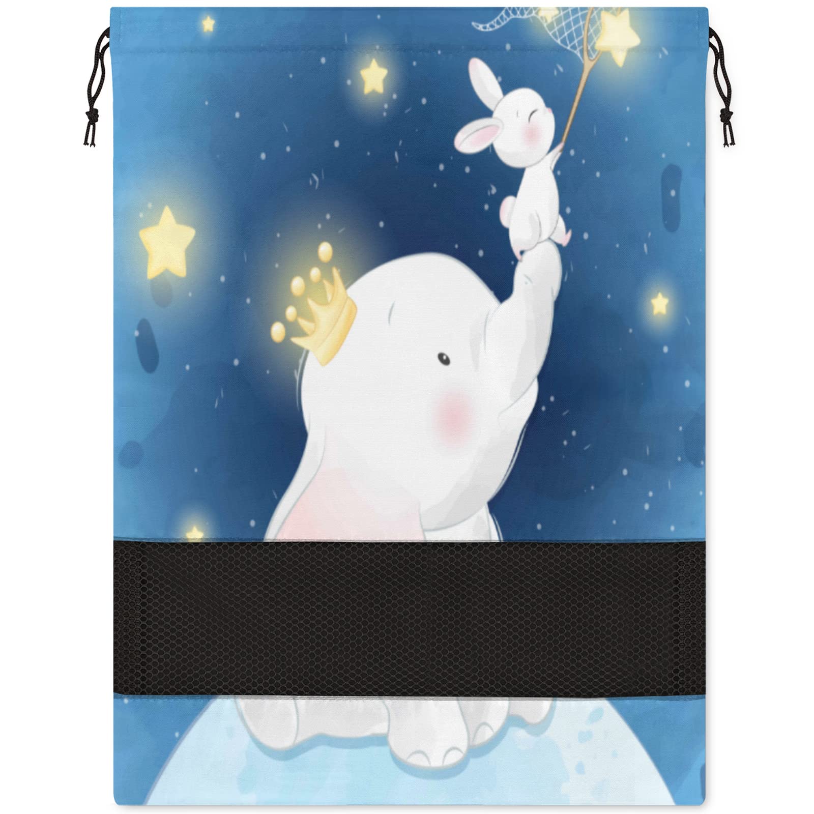 Galaxy Moon Cute Elephant Travel Shoe Bag - Portable Dustproof Shoe Storage Organizer with Transparent Drawstring Pouch for Men & Women (1 Piece) - Perfect for Gym, Vacation & Sports Equipment Organization