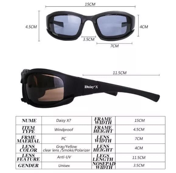 Daisy X7 Tactical Glasses - Polarized Safety Sunglasses for Shooting, Cycling & Outdoor Sports - UV400 Protection, Anti-Fog & Impact Resistant - Perfect for Hunting, Running & Tactical Activities