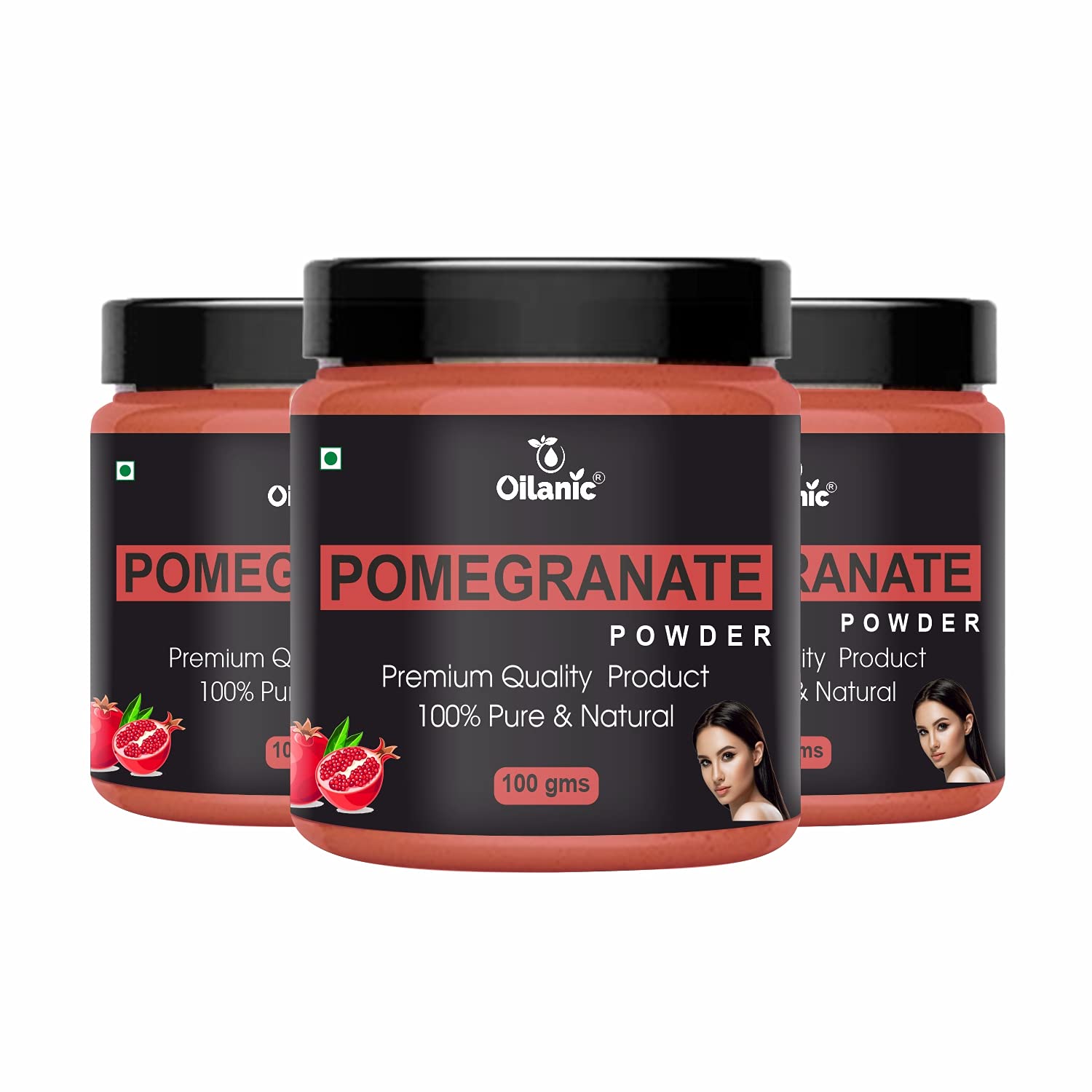 Oilanic 100% Pure Natural Pomegranate Powder for Skin & Hair - 3 Pack (300g) | Organic Antioxidant Supplement for Smooth Skin & Healthy Hair Growth | Perfect for Smoothies, Baking & DIY Beauty Recipes