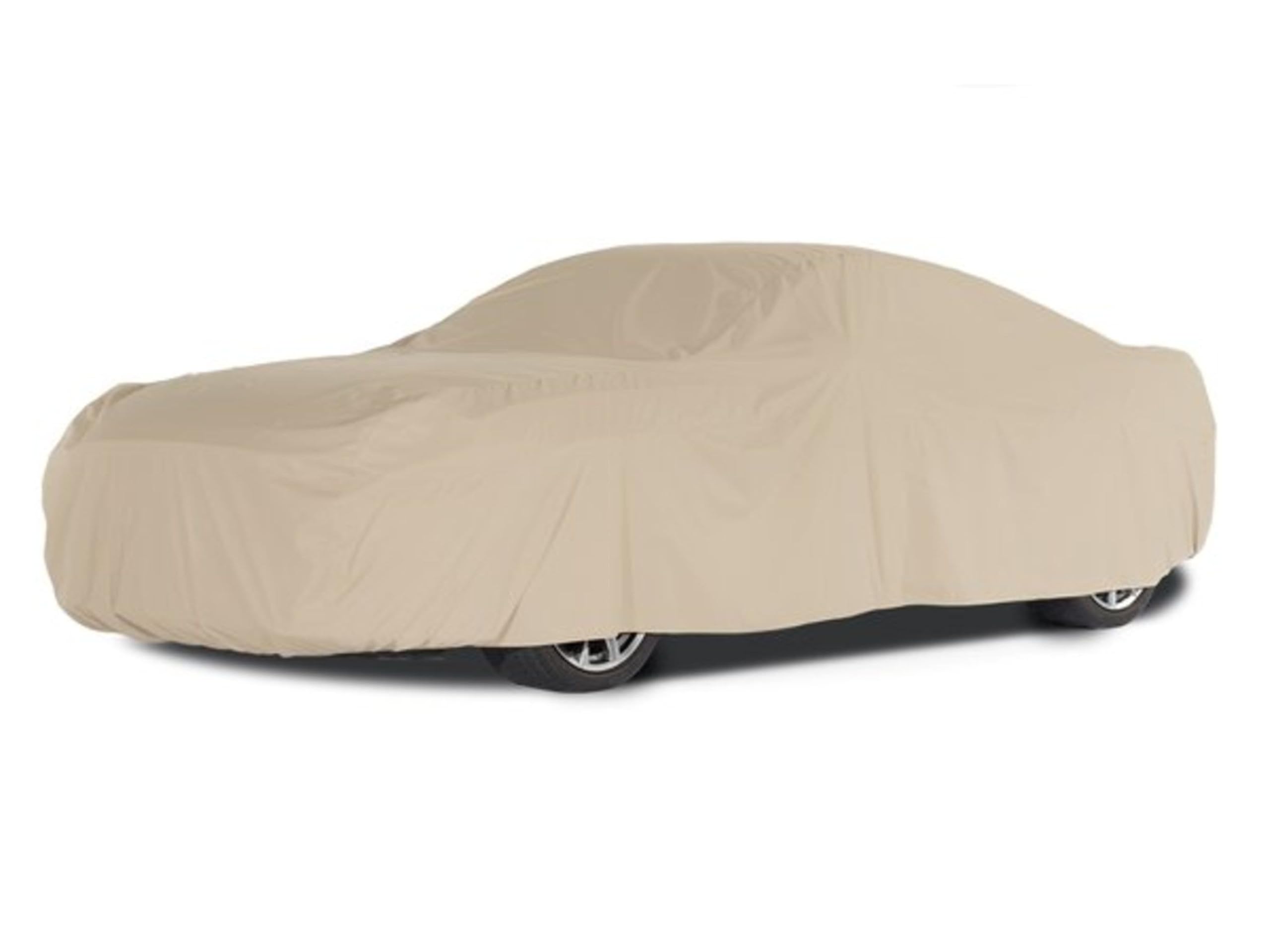 Covermates Contour Fit Car Cover - Lightweight Polyester Weatherproof Vehicle Cover with Elastic Hem (Khaki) - Perfect for Outdoor Parking, Travel & Long-Term Storage