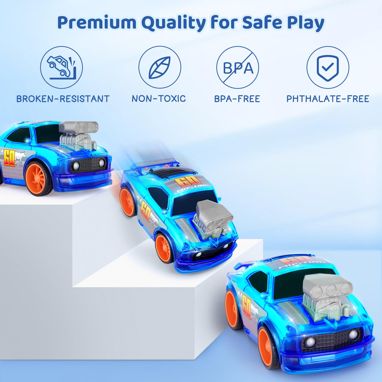 SGILE 2.4GHz Remote Control Race Car with LED Lights & Music - High Speed RC Toy Car for Boys Girls Kids Ages 3-8 - Perfect Birthday Gift for Toddlers & Preschoolers - Indoor & Outdoor Play, Backyard Racing Fun