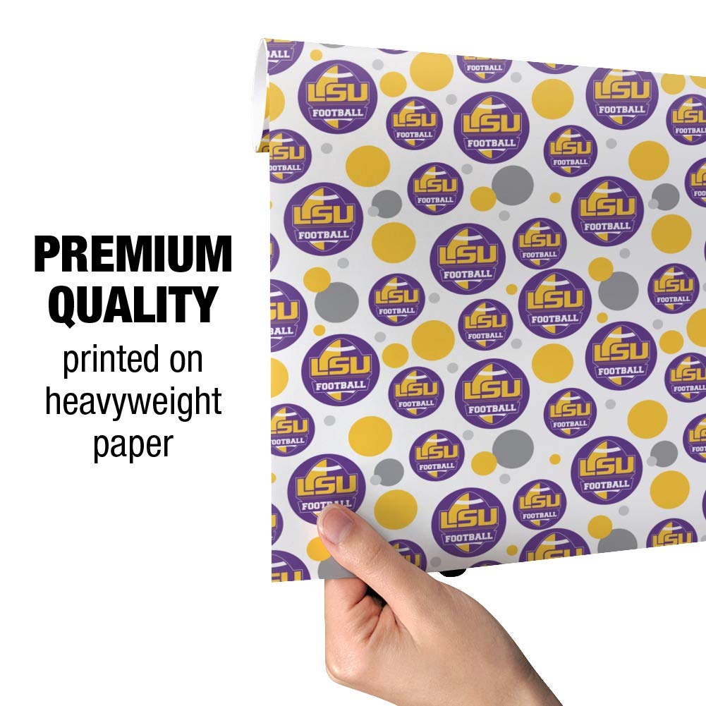Premium LSU Tigers Football Themed Gift Wrap Roll - Perfect for Birthday, Christmas & Game Day Presents - 24