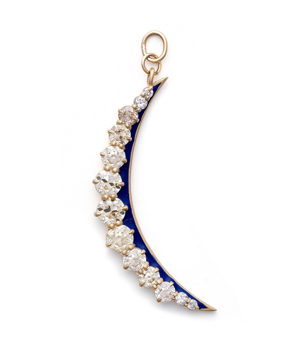Victorian Era Vintage Inspired Diamond Crescent Moon Pendant Necklace - Elegant Jewelry for Women, Perfect Gift for Anniversary, Birthday & Special Occasions