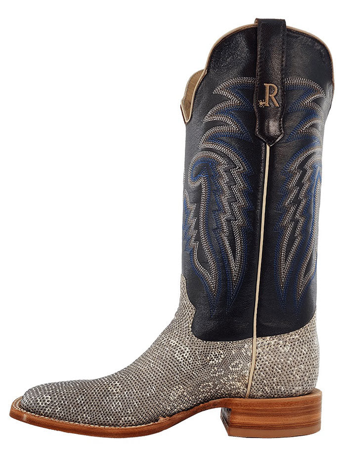 R.Watson RW7900 Men's Western Boots - Genuine Lizard Skin, Natural Grey - Perfect for Cowboy Rides, Country Music Festivals & Western Fashion