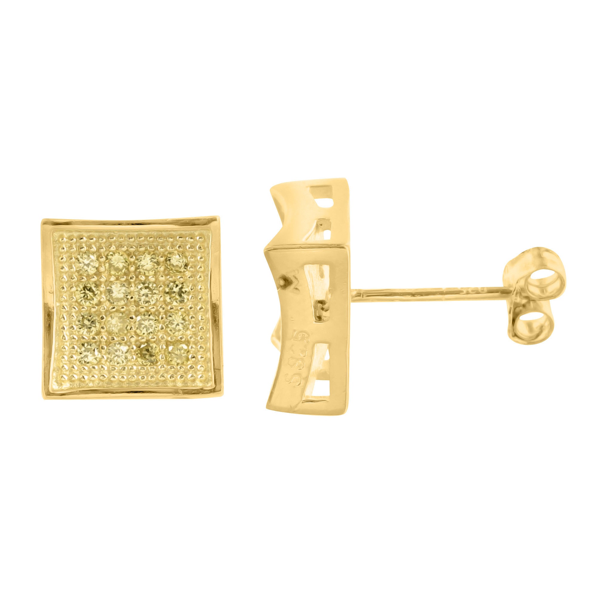 14K Gold Plated 925 Silver Concave Kite Earrings with Yellow Lab Diamond | Hypoallergenic Dangle Earrings for Women | Perfect for Parties, Weddings & Special Occasions