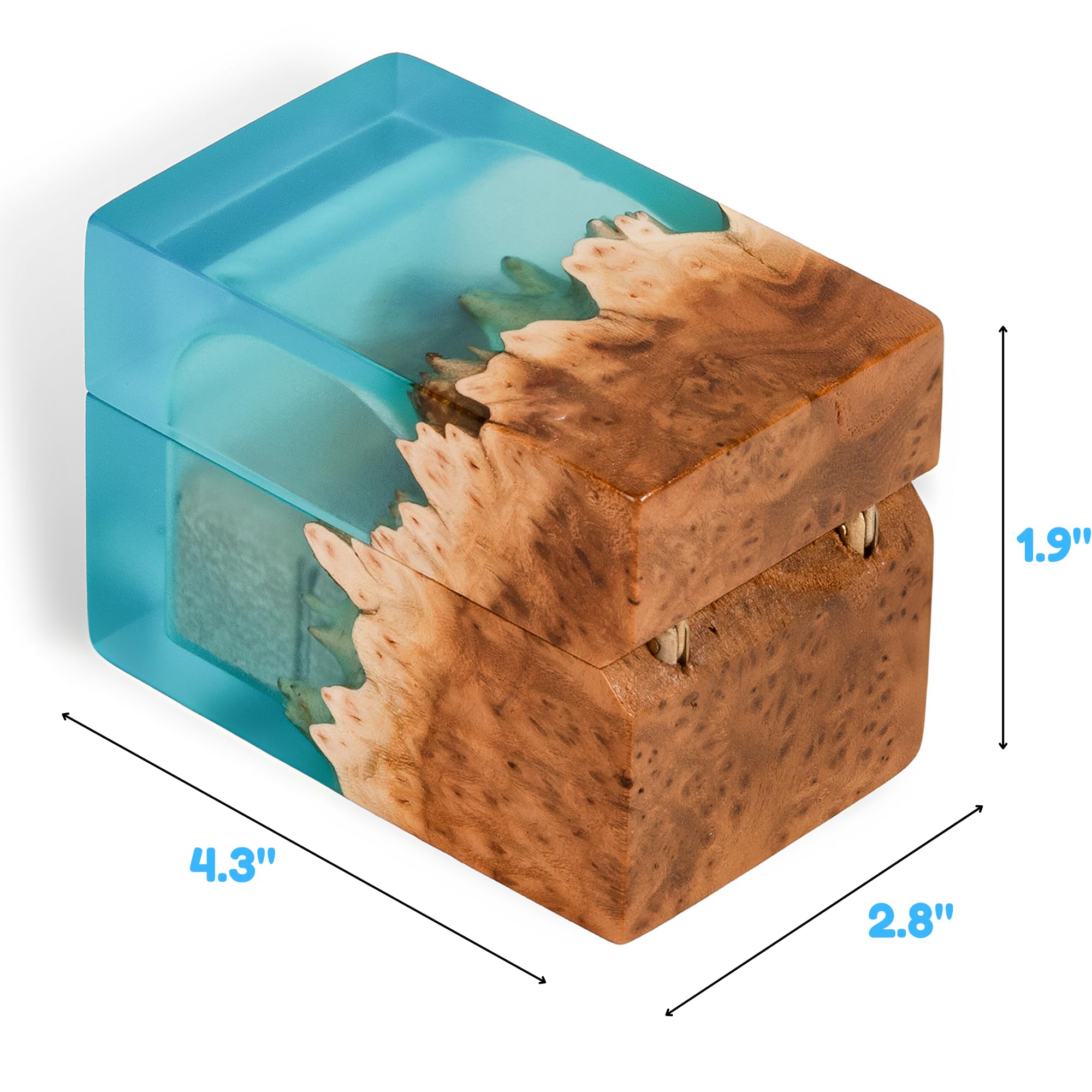 Handcrafted Wooden Engagement Ring Box - Unique Proposal Ring Holder for Wedding & Special Occasions - Elegant Aqua Blue Ring Display Gift for Women & Men - Perfect for Proposals, Anniversaries, and Romantic Surprises