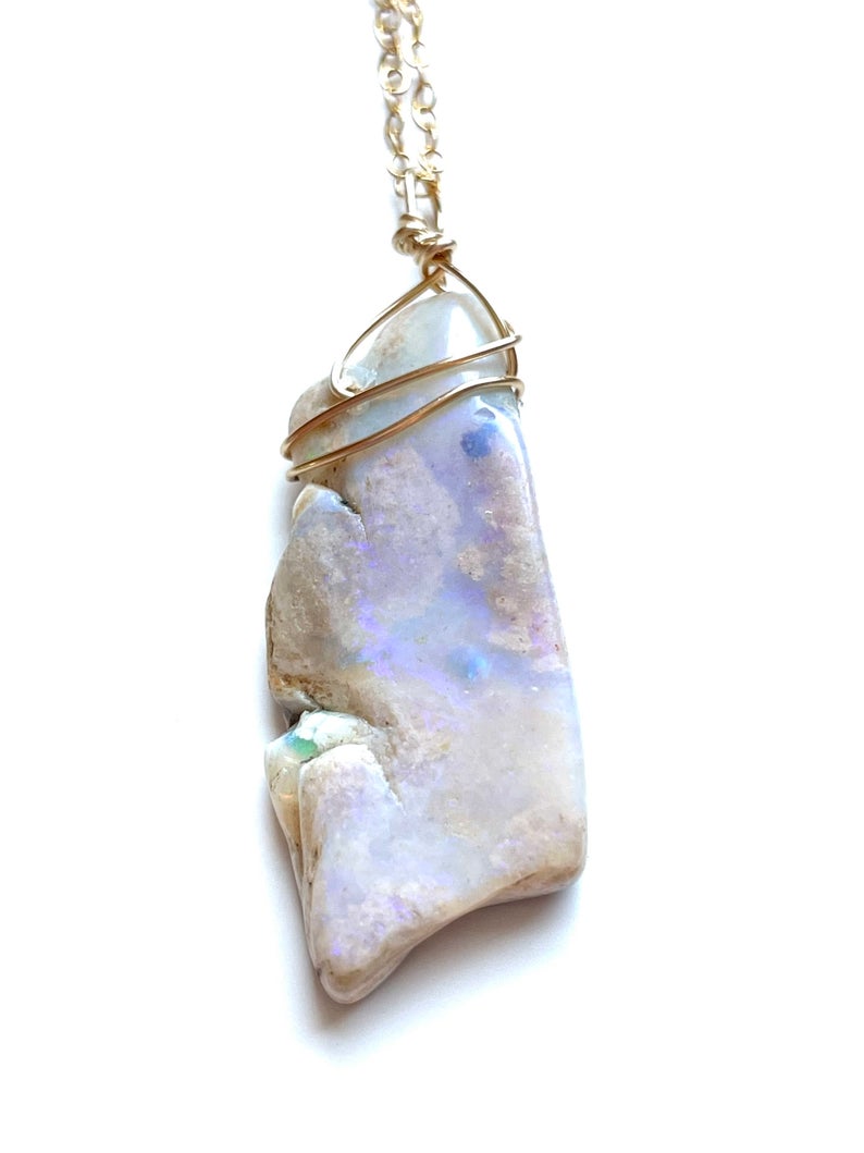 Raw Australian Opal Pendant Necklace - 14kt Gold Filled Handmade Jewelry for Women | Elegant Gift for Birthday, Anniversary & Special Occasions