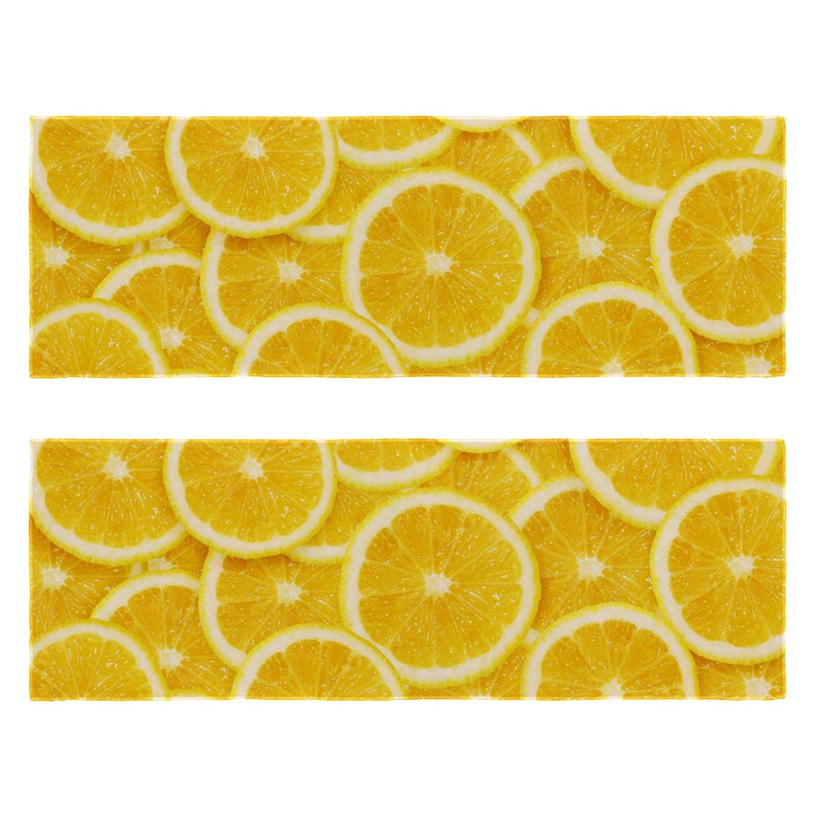 Microfiber Cooling Towels 2 Pack - Soft Reusable Gym & Sports Towels for Workout, Yoga, Running, Swimming, Cycling - Quick Dry Sweat Towels with Citrus Lemon Pattern - Perfect for Hot Yoga, Marathon Training & Outdoor Activities