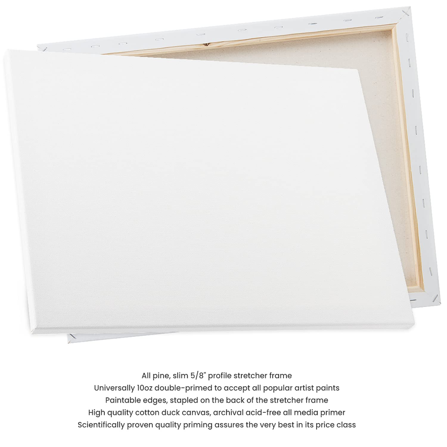 50 Pack 12x16 Inch Stretched Canvas for Artists - Premium Multipack Blank Canvas for Oil & Acrylic Painting - Professional Art Supplies for Studio, Classroom & Home Decor
