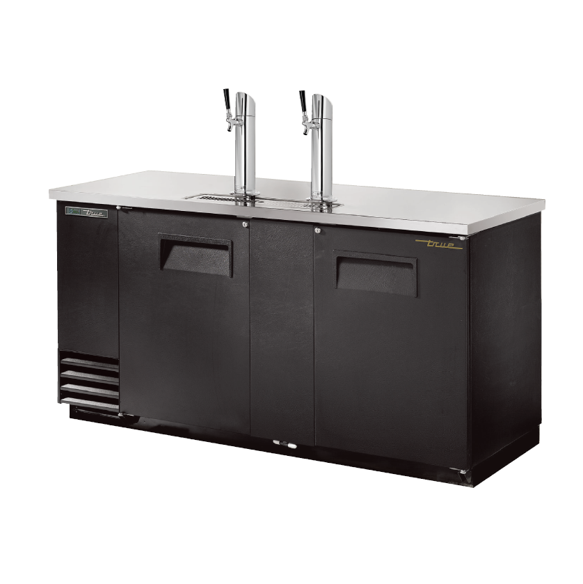 True 69 Draft Beer Dispenser with 2 Taps & 3 Keg Capacity - Commercial & Home Use - Black Stainless Steel Kegerator for Bars, Parties & Restaurants