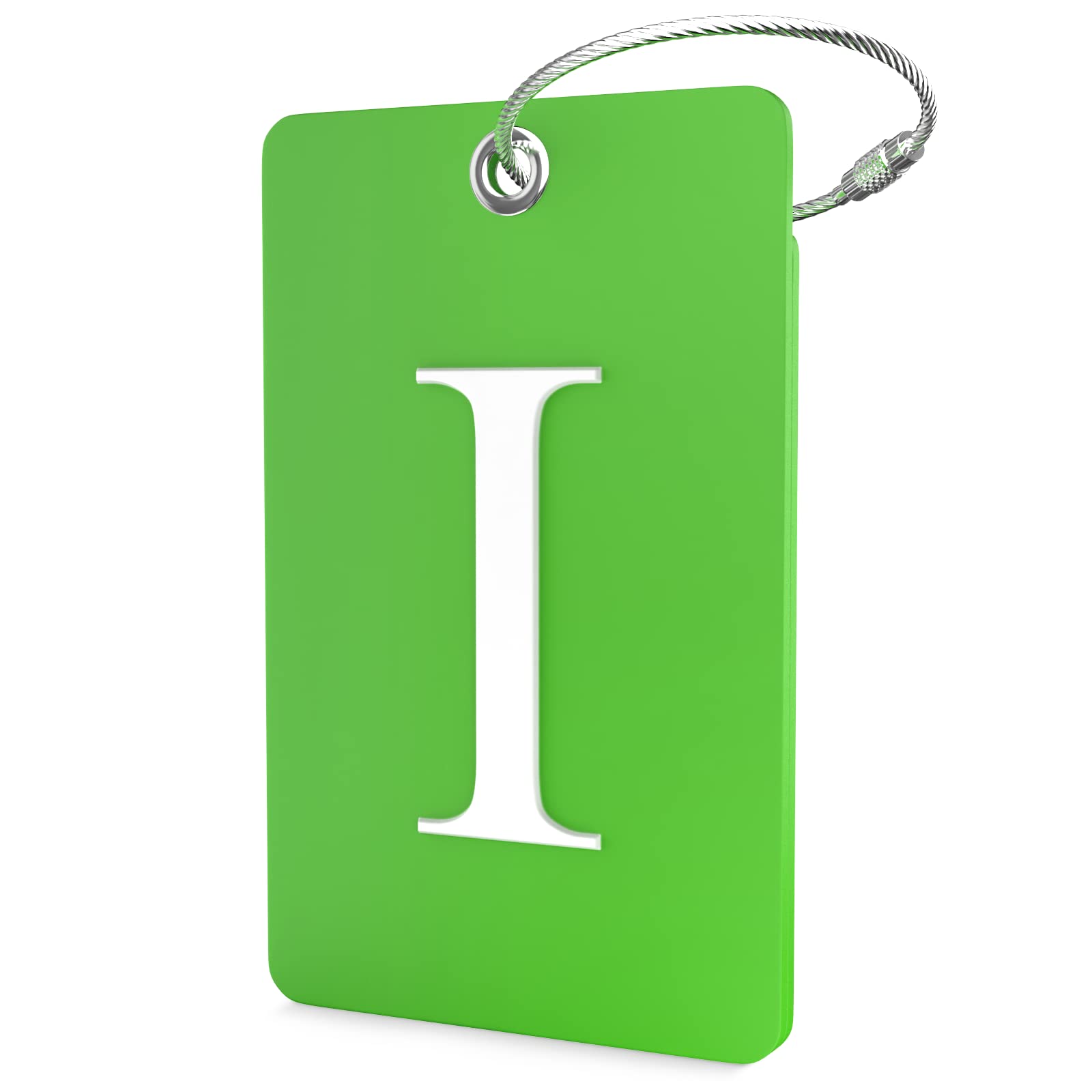 Custom Initial Luggage Tag - Flexible Personalized Travel Bag Tag with Stainless Steel Loop (Letter I) - Perfect for Suitcases, Backpacks & Travel Accessories