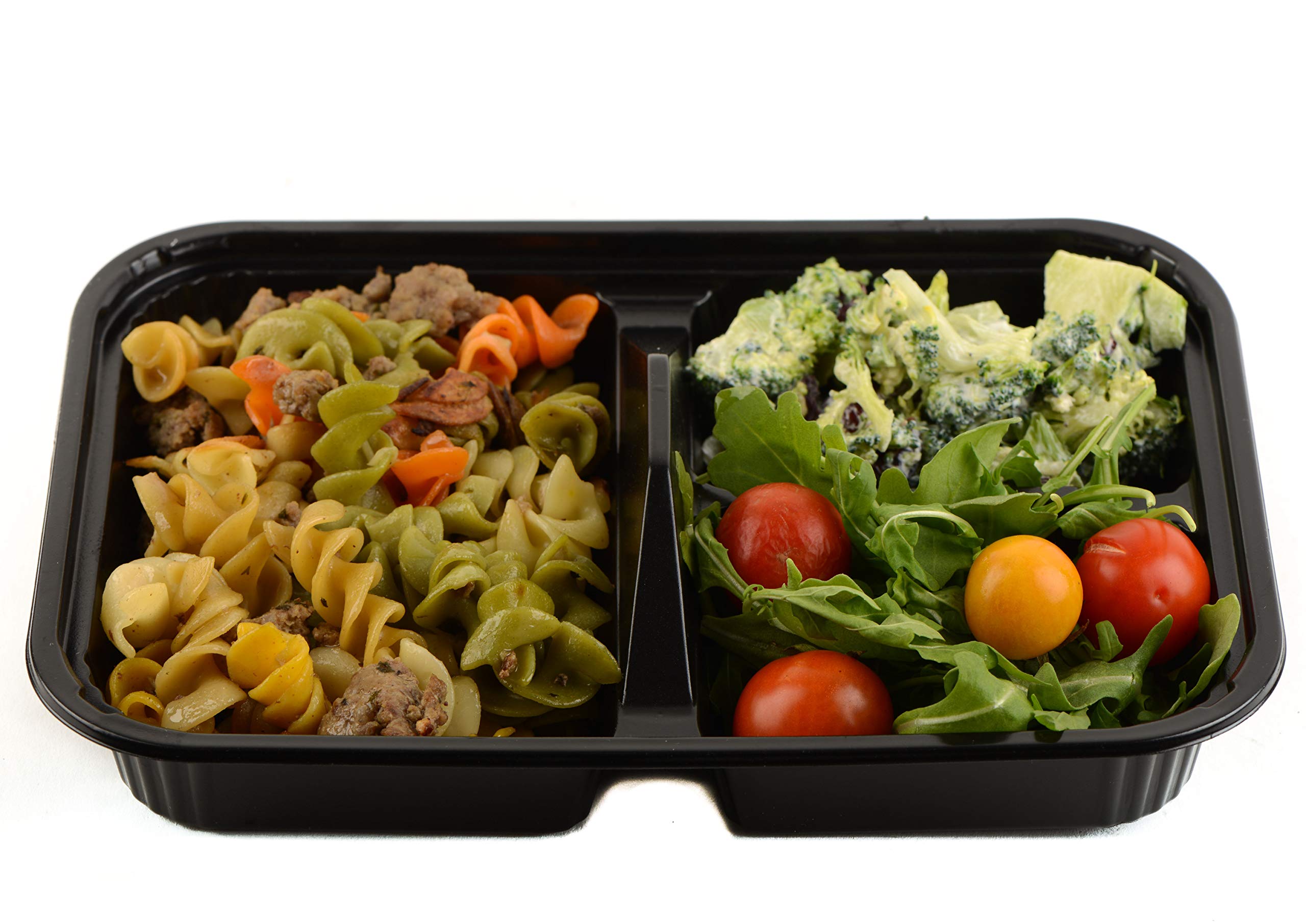 EcoQuality [225 Pack] 3-Compartment Black Disposable Food Containers with Lids - BPA Free Meal Prep Containers for Lunch, Bento Box & Food Storage | Perfect for Office Lunch, Meal Prep & Takeout