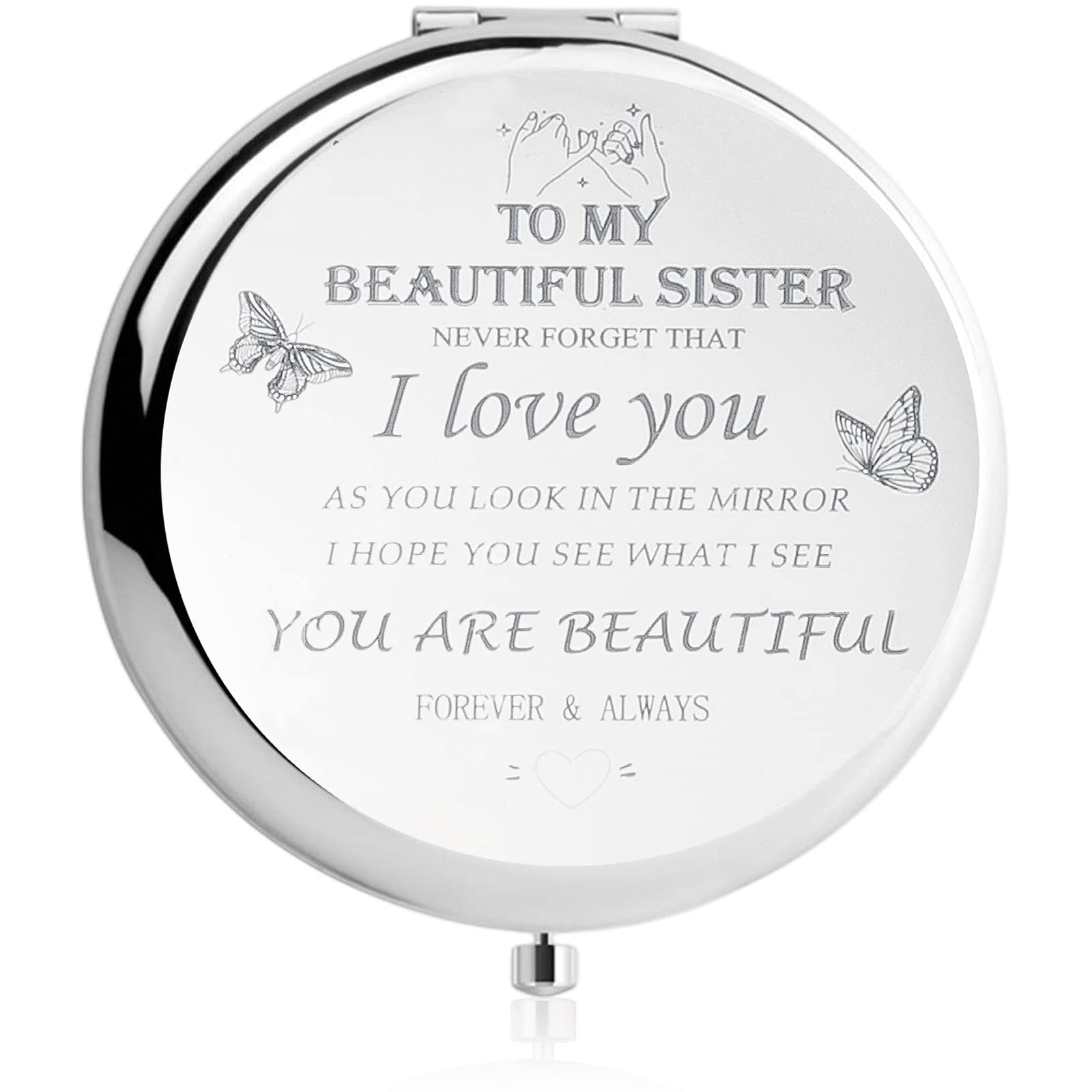 **Personalized Inspirational Quote Mirror - Best Sister & Friend Gift for Birthday, Valentine's Day, Graduation, Thanksgiving or Christmas - Elegant Silver Engraved Mirror for Home Decor & Daily Motivation**