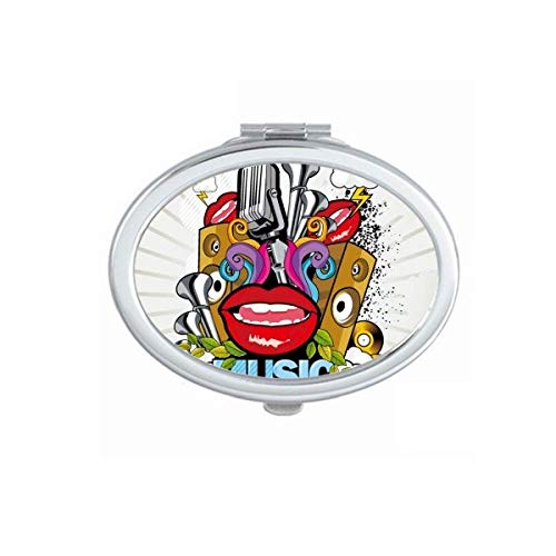 DIYthinker Graffiti Street Colorful Mouth Stereo Mirror - Portable Foldable Double-Sided Hand Mirror for Makeup, Travel & Vanity (Blue/Pink) - Perfect for Home, Salon, Gym Bag & Travel Essentials