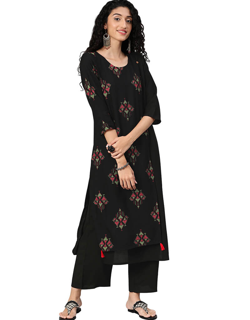 Black Rayon Palazzo Pants for Women - Comfortable Straight Leg Lounge Pants for Yoga, Travel & Casual Wear