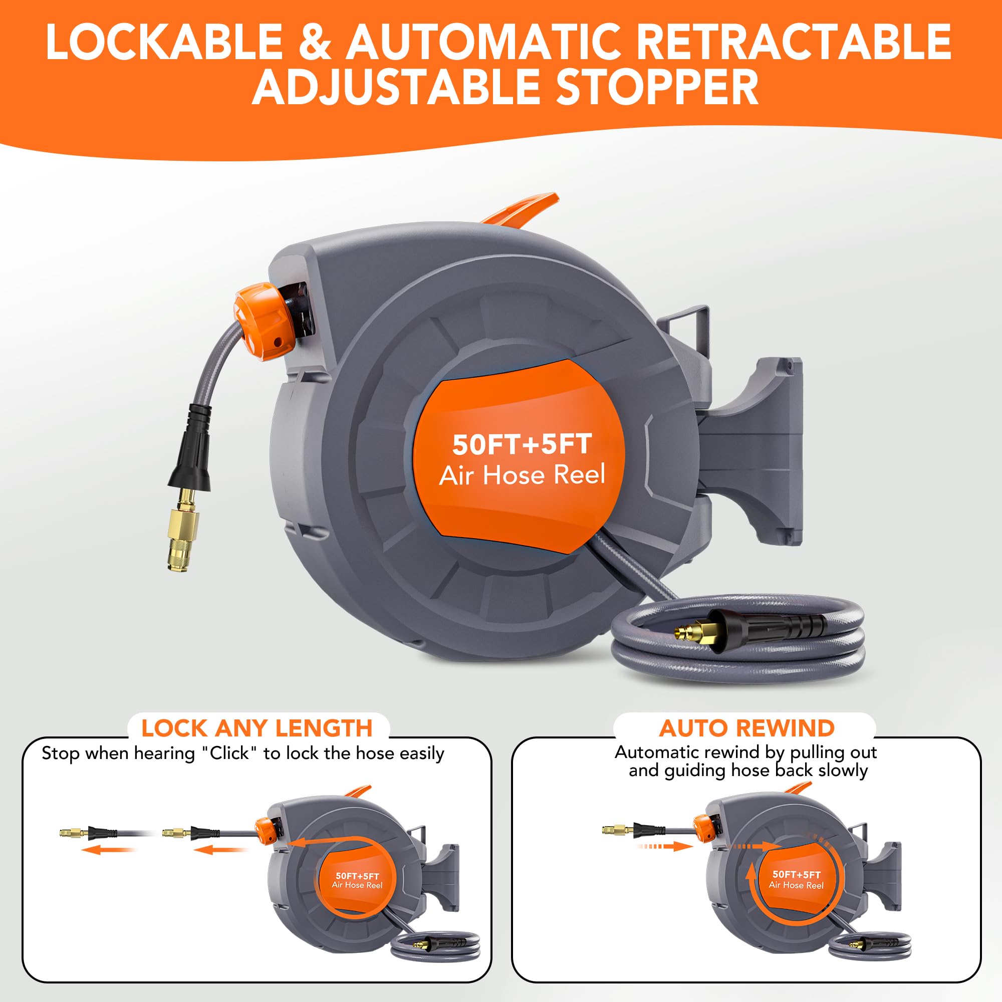 **Retractable Air Hose Reel - 3/8
