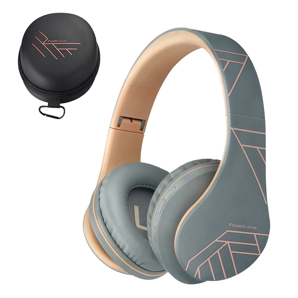 PowerLocus Bluetooth Over-Ear Headphones with Microphone, Wireless Foldable Headset, Memory Foam Earmuffs, Lightweight Design, Micro SD/TF Slot & FM Radio - Compatible with iPhone, Android, Tablet, PC, TV - Perfect for Workouts, Commuting & Home Entertainment
