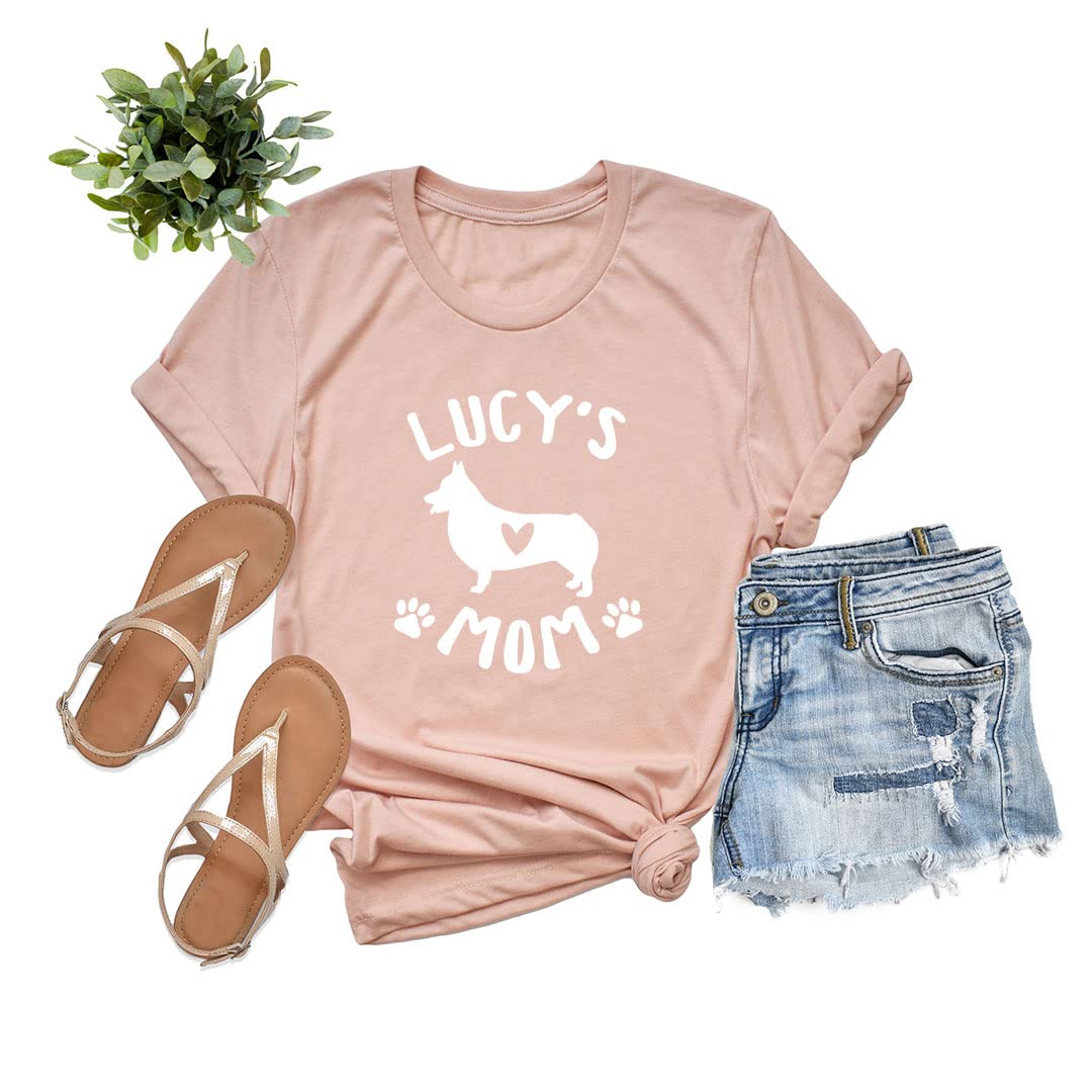 Custom Corgi Mom T-Shirt with Name - Cute Corgi Lover Gift for Dog Owners - Perfect for Mother's Day, Birthday & Casual Wear