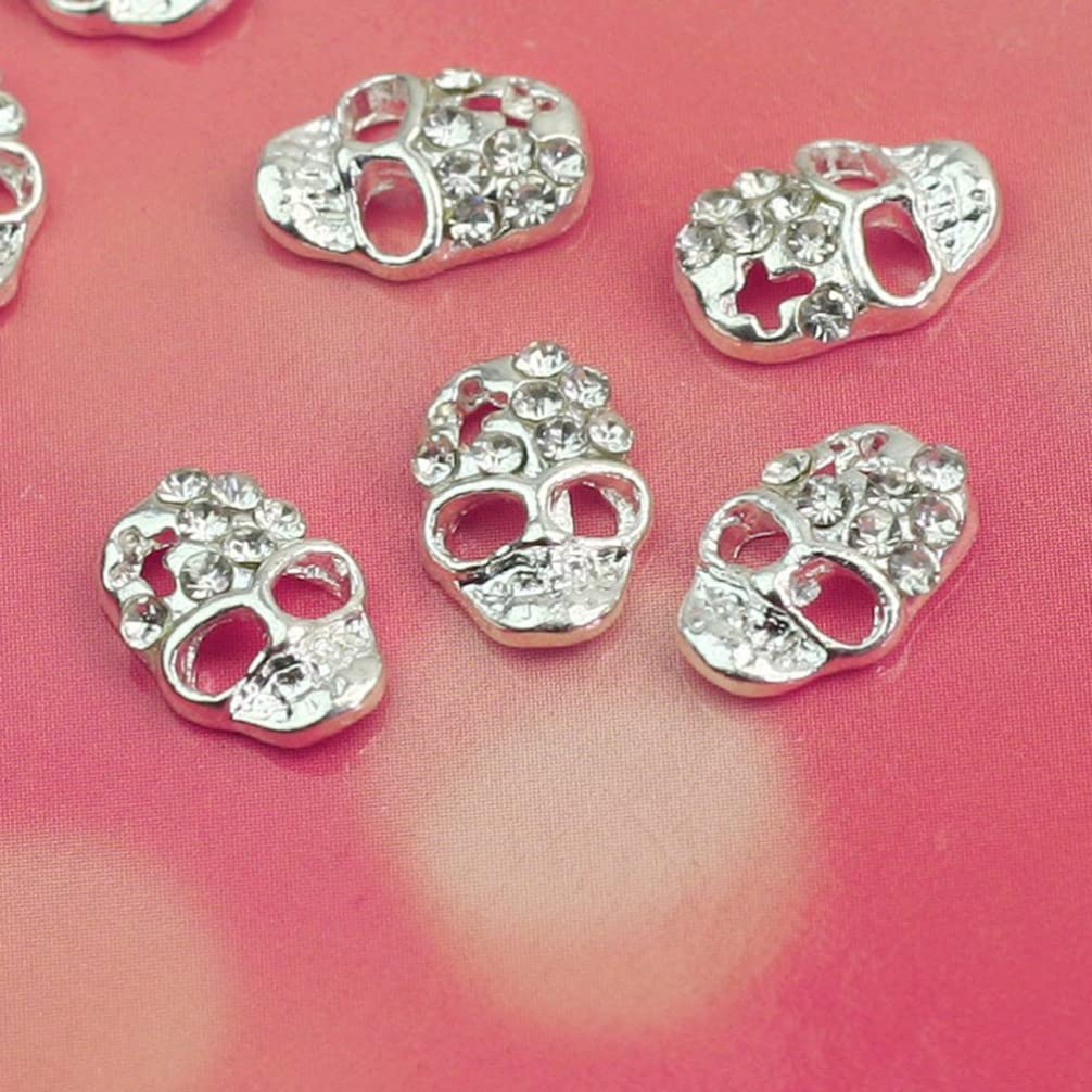 FOMIYES 12pcs 3D Nail Rhinestones - Skull Studs Nail Art Stickers for Manicure & Nail Decoration - Self-Adhesive Nail Gems for DIY Nail Art, Perfect for Parties, Weddings, and Special Occasions