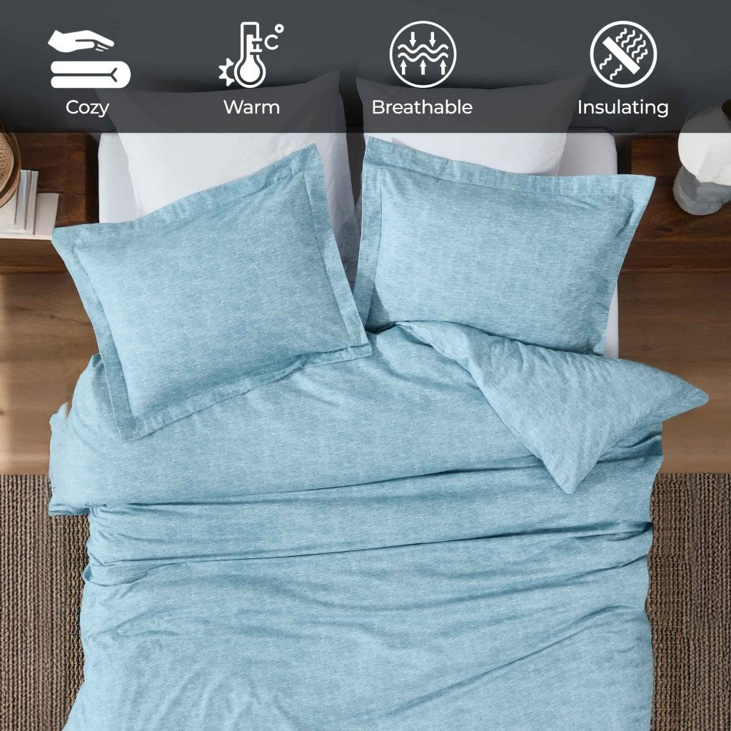 Soft & Cozy Melange Flannel Cotton Two-Tone Brushed Duvet Cover Set - King Size Bedding for Winter Warmth & Comfort